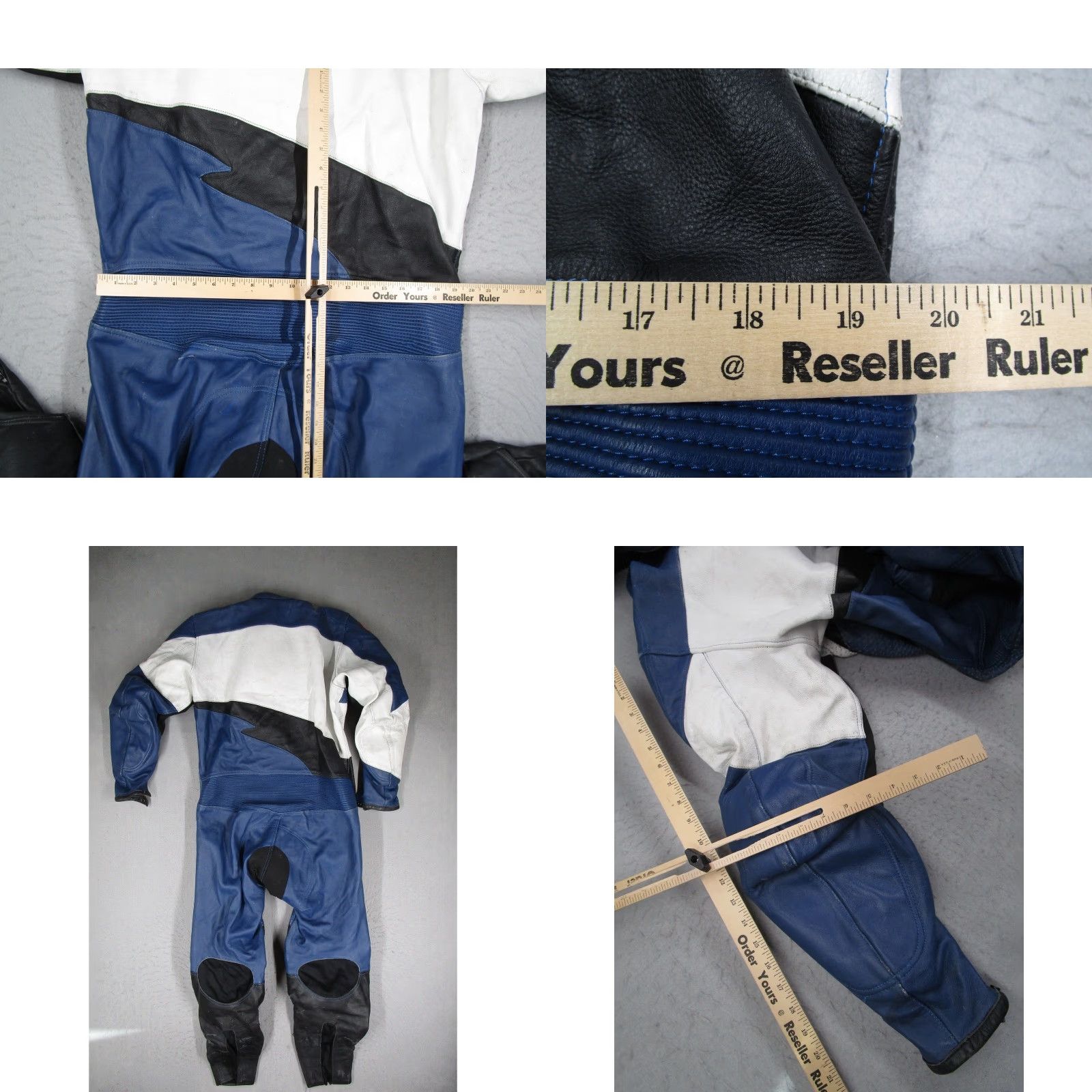 Vintage Yoshimura Racewear by Pilot Motorcycle Jacket Mens Leather Racing Suit Blue White 48 Size 48R - 9 Thumbnail