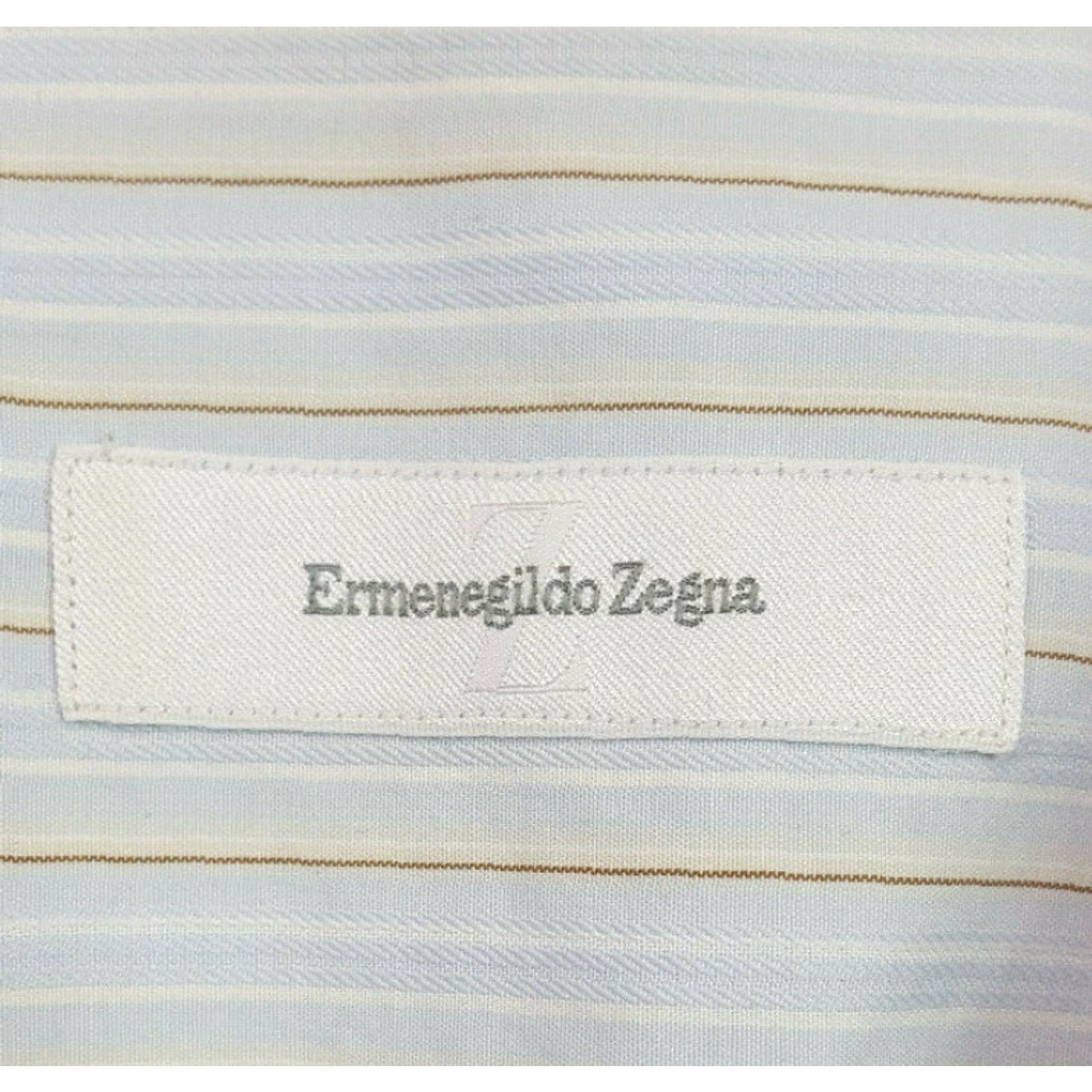 Ermenegildo Zegna VINTAGE Ermenegildo Zegna Button-Front Shirt Striped Shirt Long Sleeve Men L Blue Retro Outdoor 90s Size US L / EU 52-54 / 3 - 5 Thumbnail