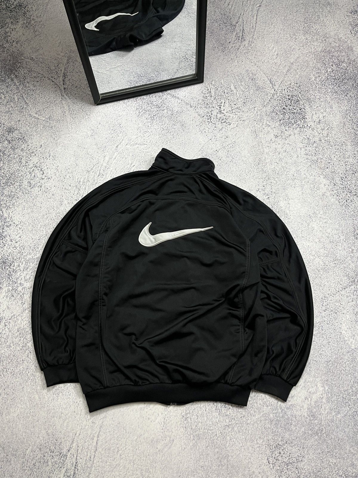 Nike × Vintage 90’s Nike Track Jacket Retro Rare Drill Swoosh Logo Jacket Size US L / EU 52-54 / 3 - 8 Thumbnail
