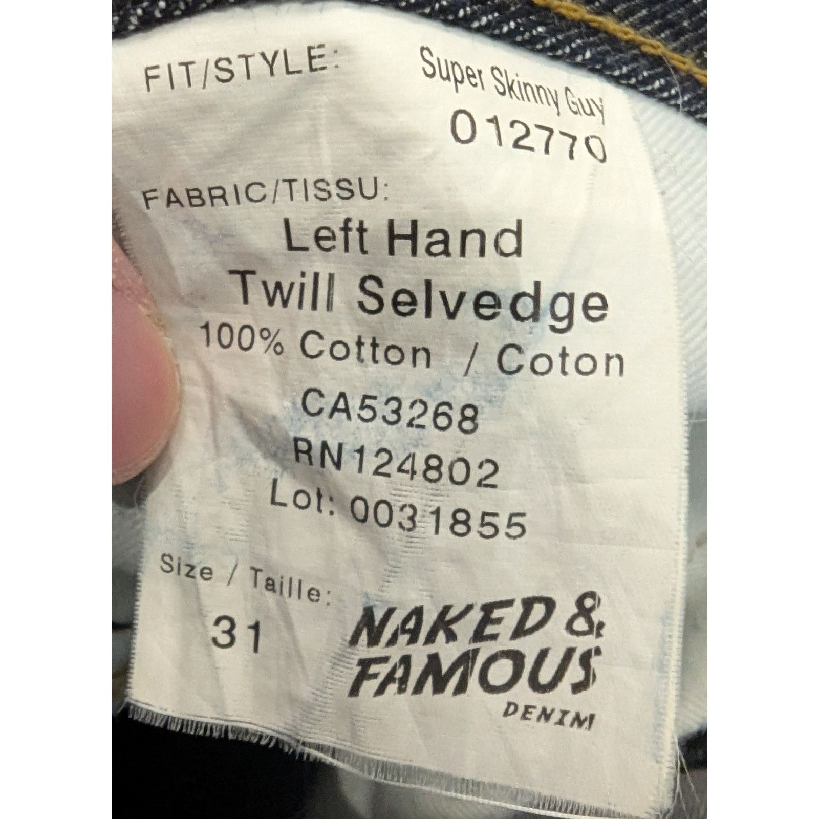 Naked & Famous Naked & Famous Super Skinny Guy Left Hand Twill Selvedge Size US 31 - 3 Thumbnail