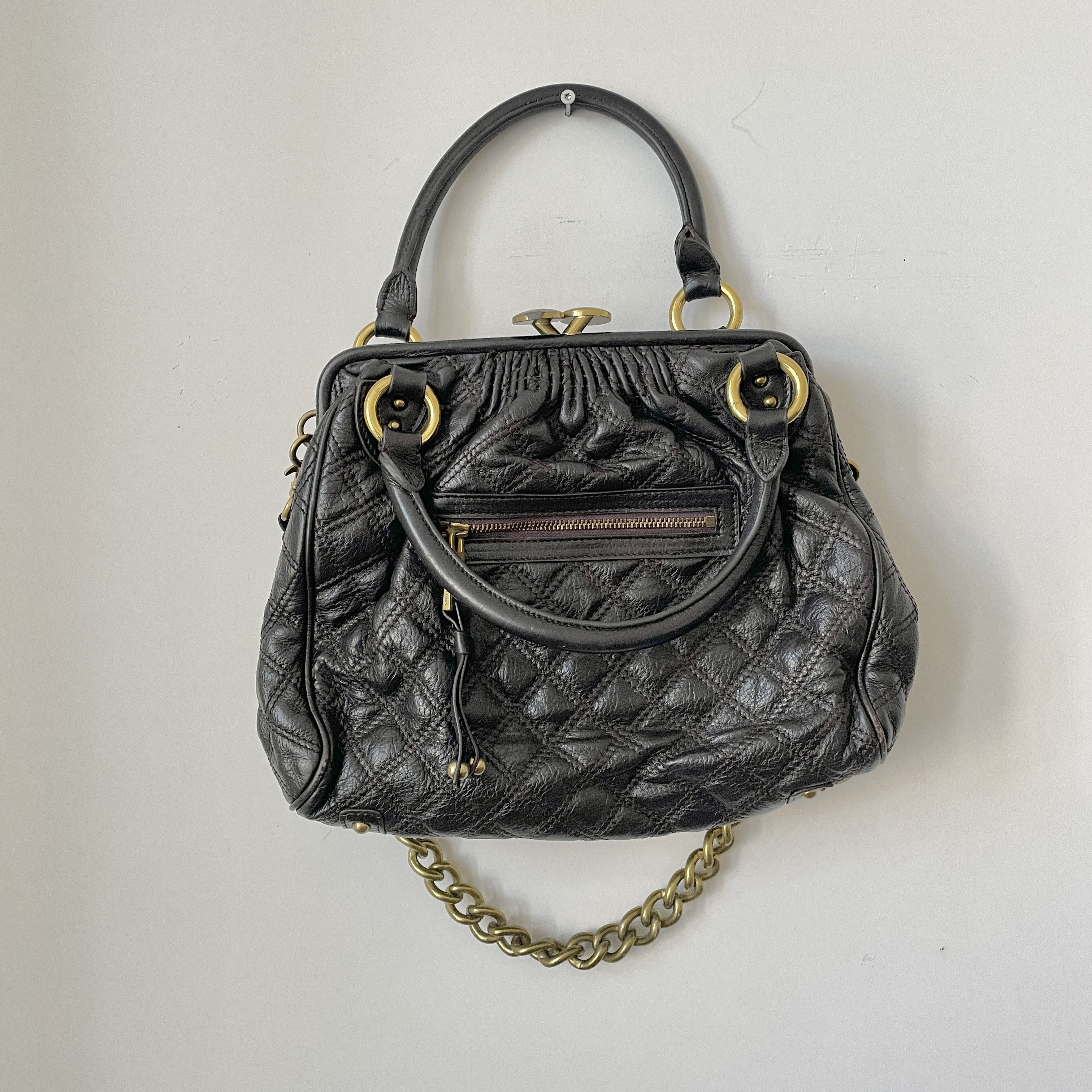 Marc Jacobs Marc Jacobs Black Quilted Leather Stam Chain