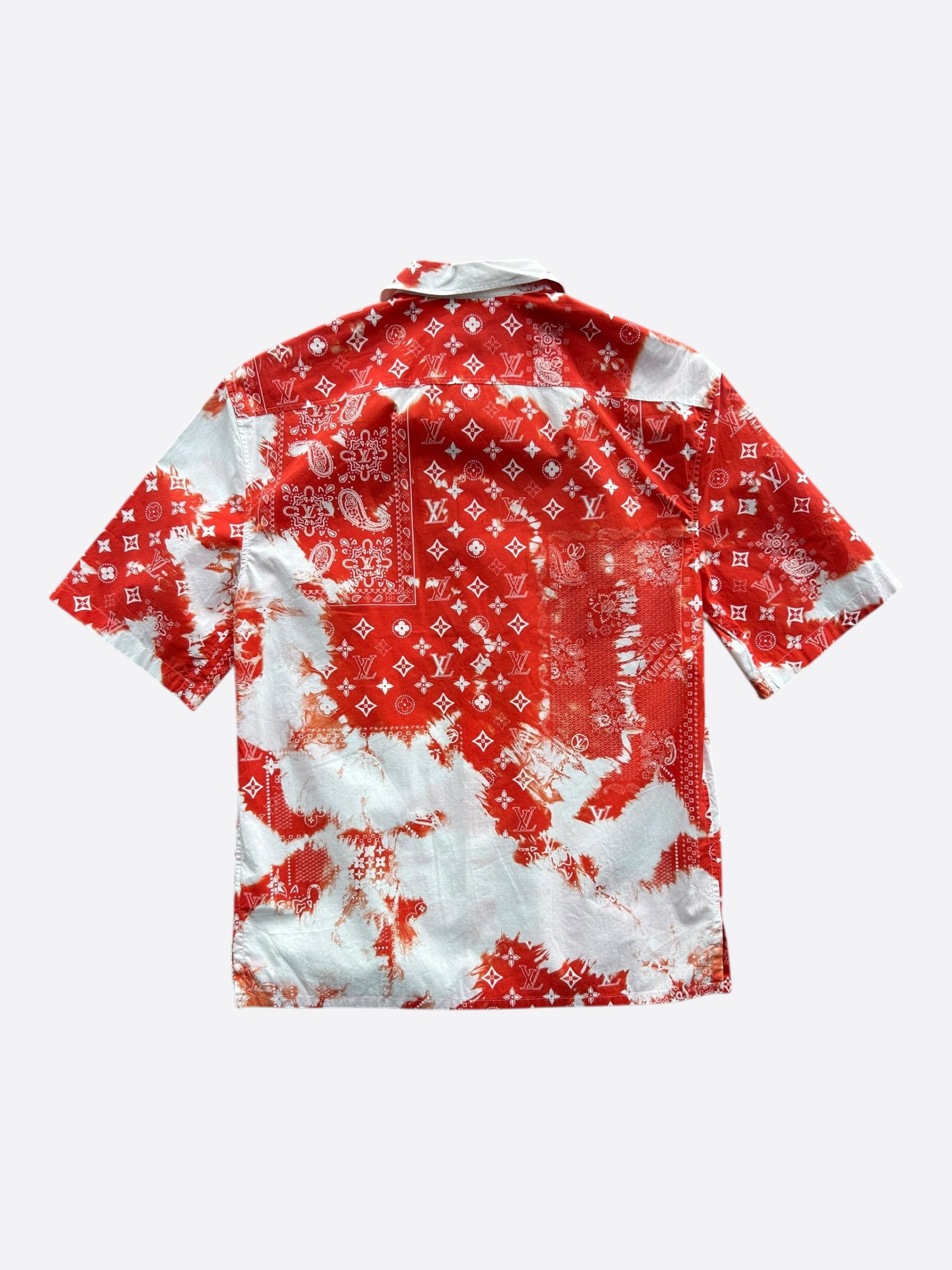 Louis Vuitton Red Bandana Bleached Short Sleeve Button Up Shirt Size US XS / EU 42 / 0 - 2 Thumbnail