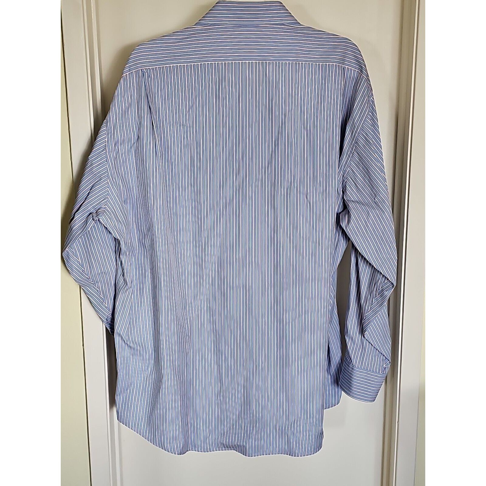 Faconnable Faconnable Men L Blue Striped Cotton Long Sleeve Button-up Size US L / EU 52-54 / 3 - 4 Thumbnail