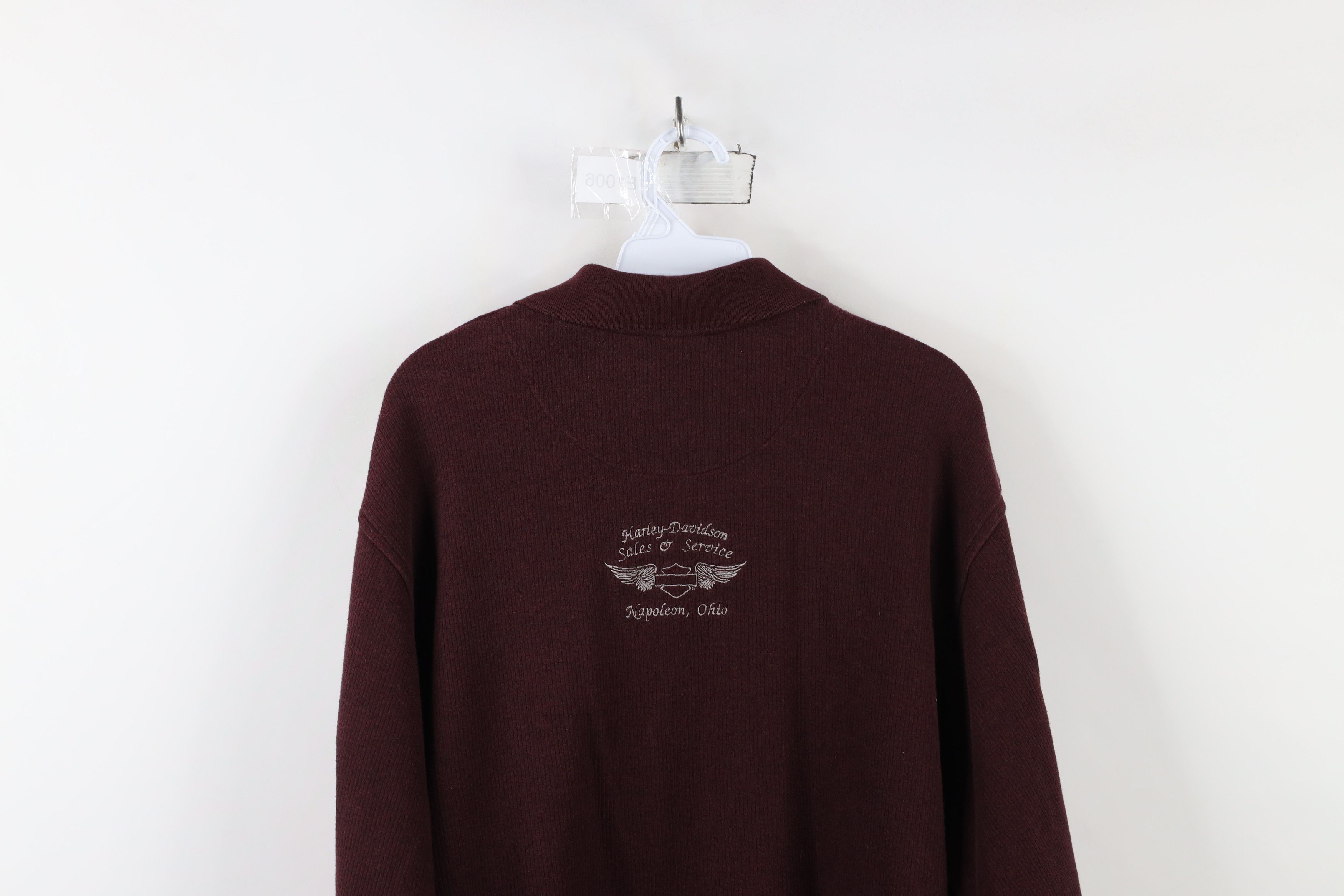 Harley Davidson × Vintage Vintage 90s Harley Davidson Ribbed Knit Long Sleeve Polo Size US L / EU 52-54 / 3 - 10 Thumbnail