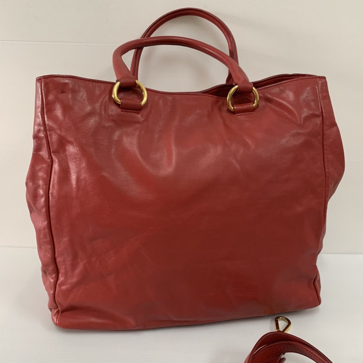 Prada Prada Red Leather Shoulder Bag Size ONE SIZE - 2 Thumbnail