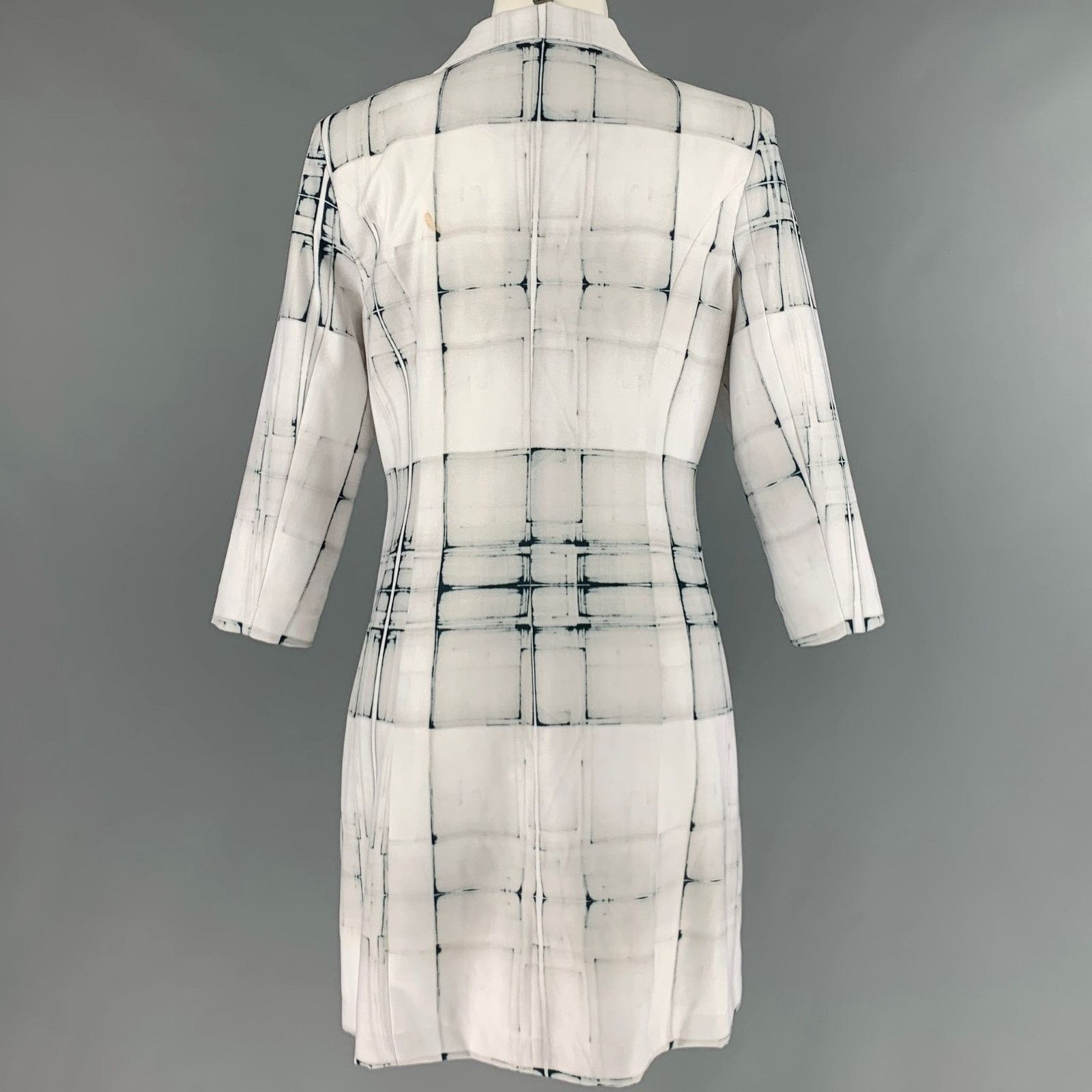 Other SIMON CHANG Size 6 White Grey Polyester Blend Squares Jacket Size M / US 6-8 / IT 42-44 - 4 Thumbnail