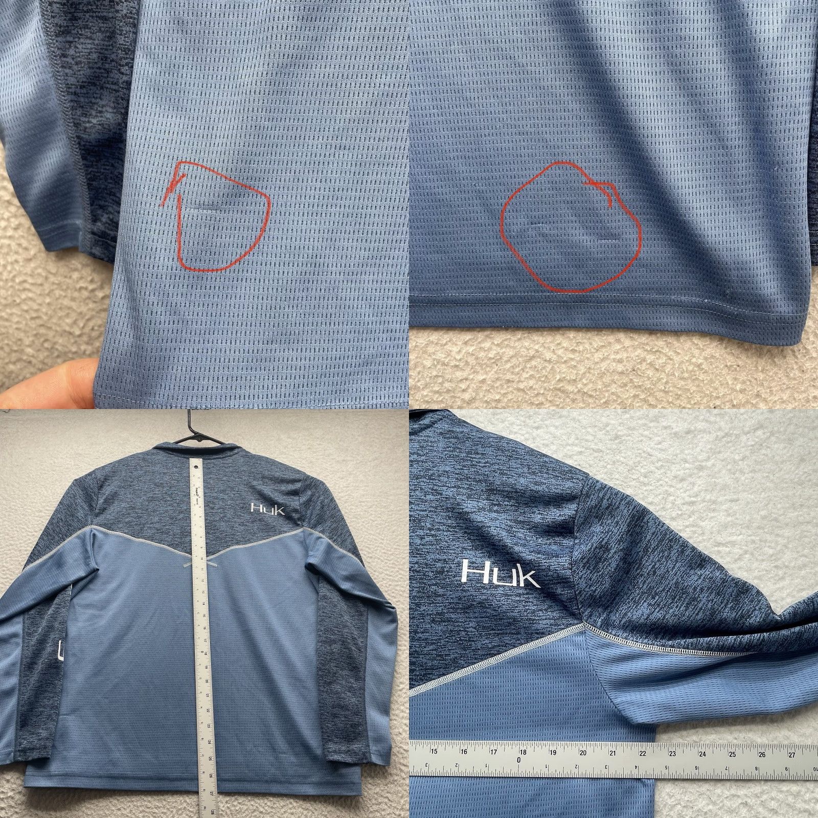 Vintage Huk Airweight Pullover Mens Large 1/4 Zip Blue Heather Tech Performance Fishing Shirt Size US L / EU 52-54 / 3 - 8 Thumbnail