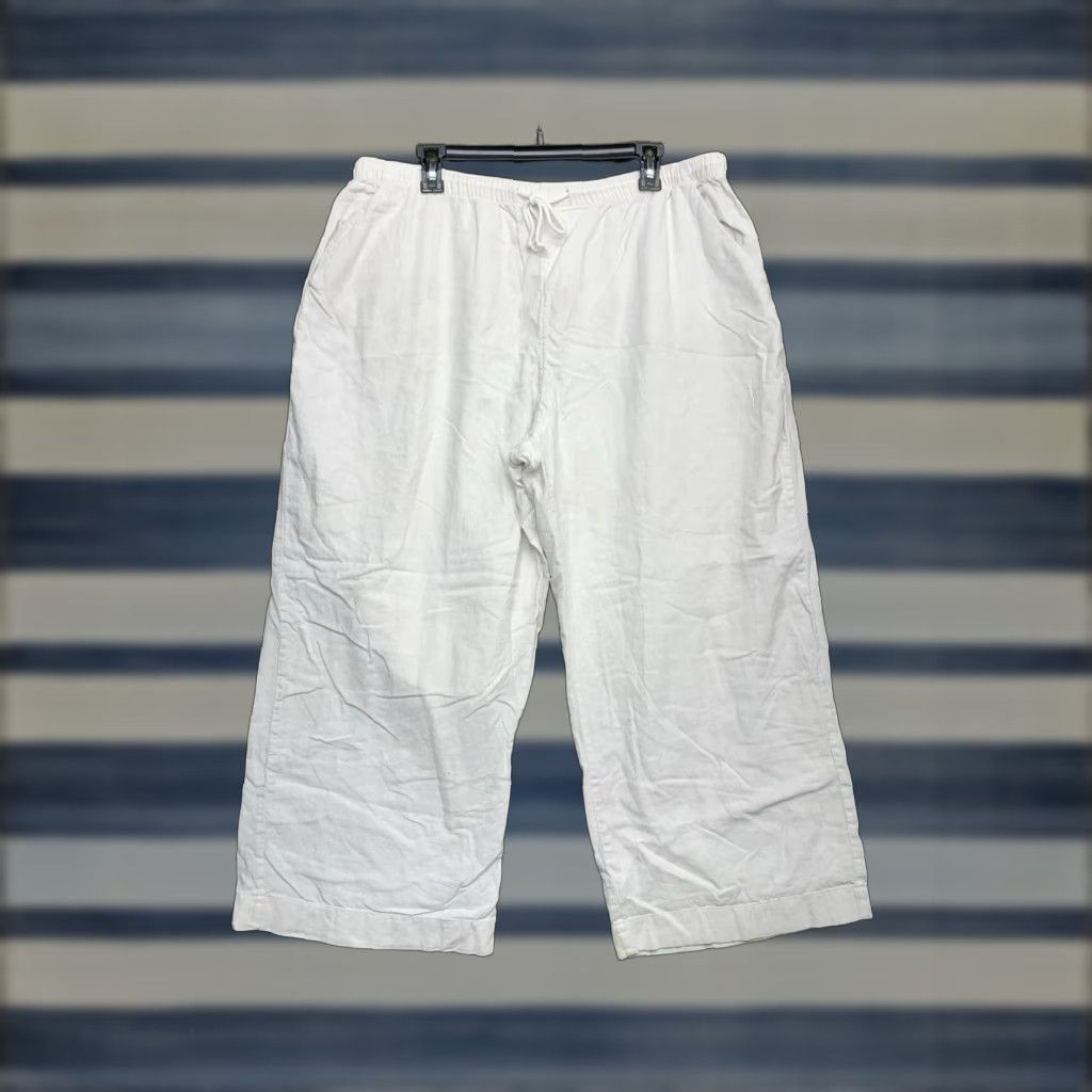 Abercrombie & Fitch VINTAGE Abercrombie & Fitch Pants Womens XL 34x25 White Wide Leg Trouser Linen Blend y2k Size 24" / US 00 / IT 34 - 1 Thumbnail