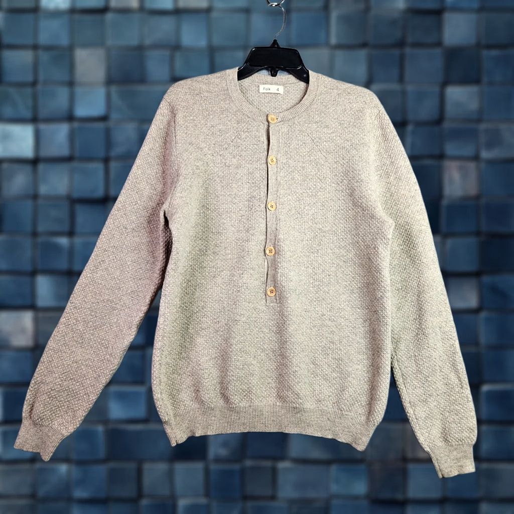 Folk Folk Knit Henley Sweater Pull over Elbow Patch Size 4 Neutral Size S / US 4 / IT 40 - 1 Thumbnail