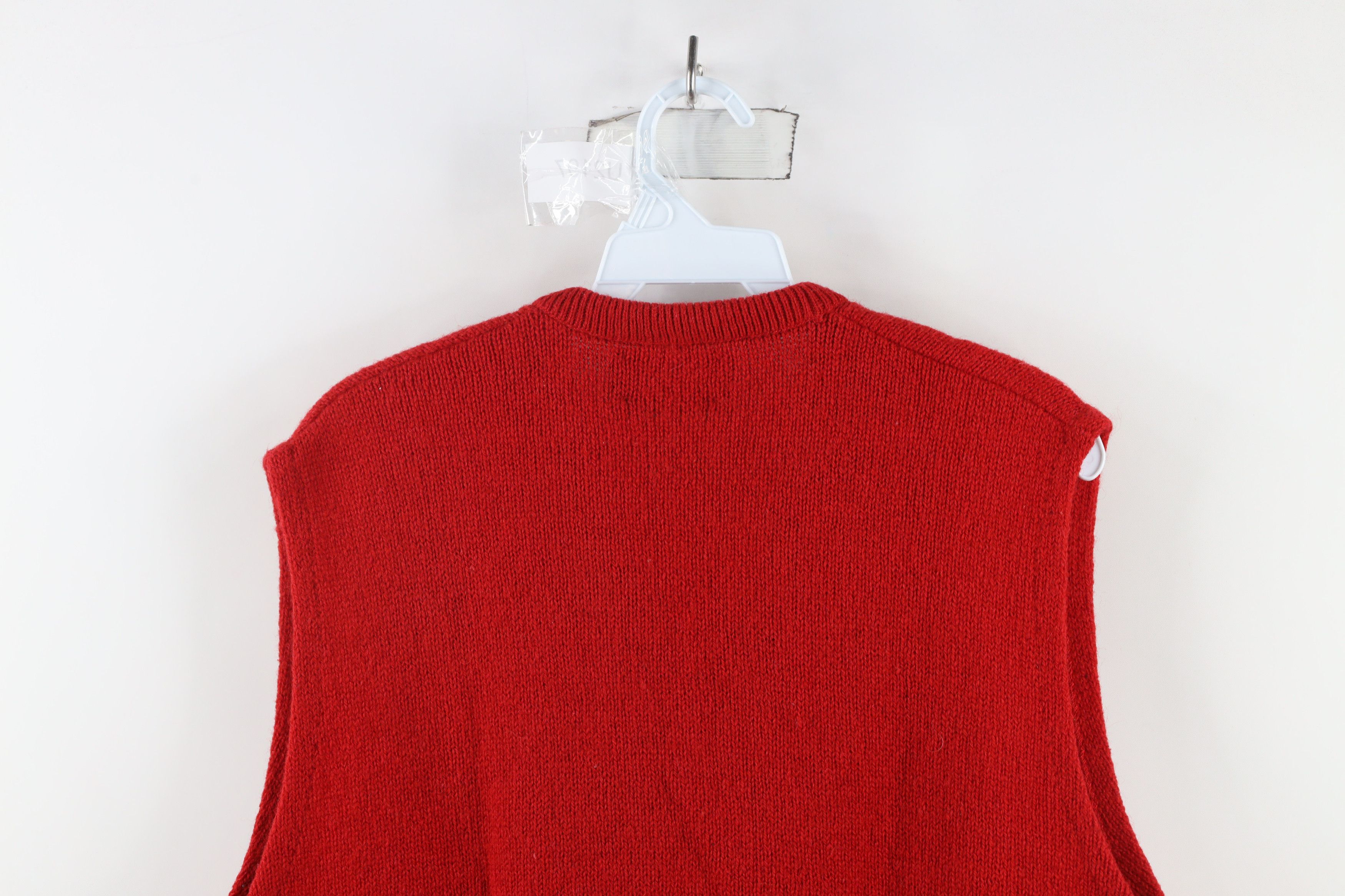Vintage Vintage 70s Streetwear Knit V-Neck Sweater Vest Red USA Size US L / EU 52-54 / 3 - 6 Thumbnail
