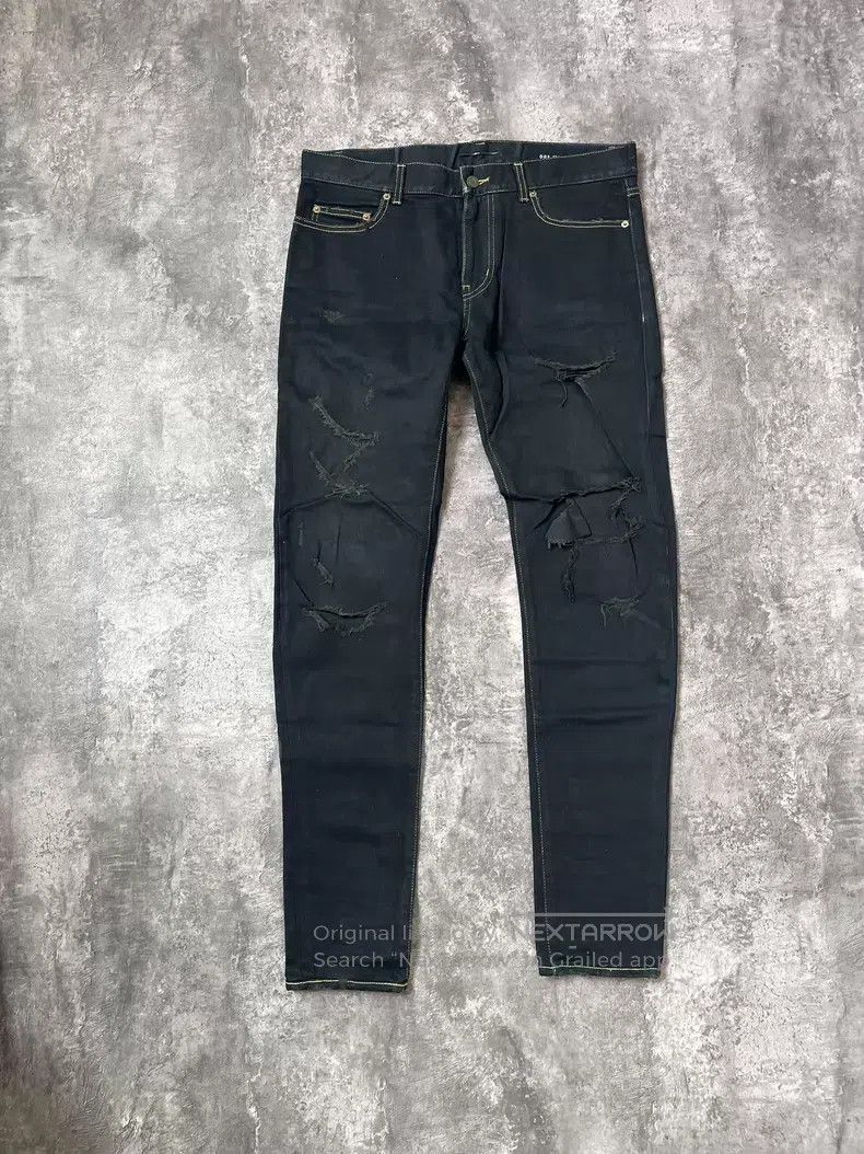 Saint Laurent Paris Saint Laurent Paris Black Large Destroyed Denim Pants with Size US 32 / EU 48 - 1 Thumbnail