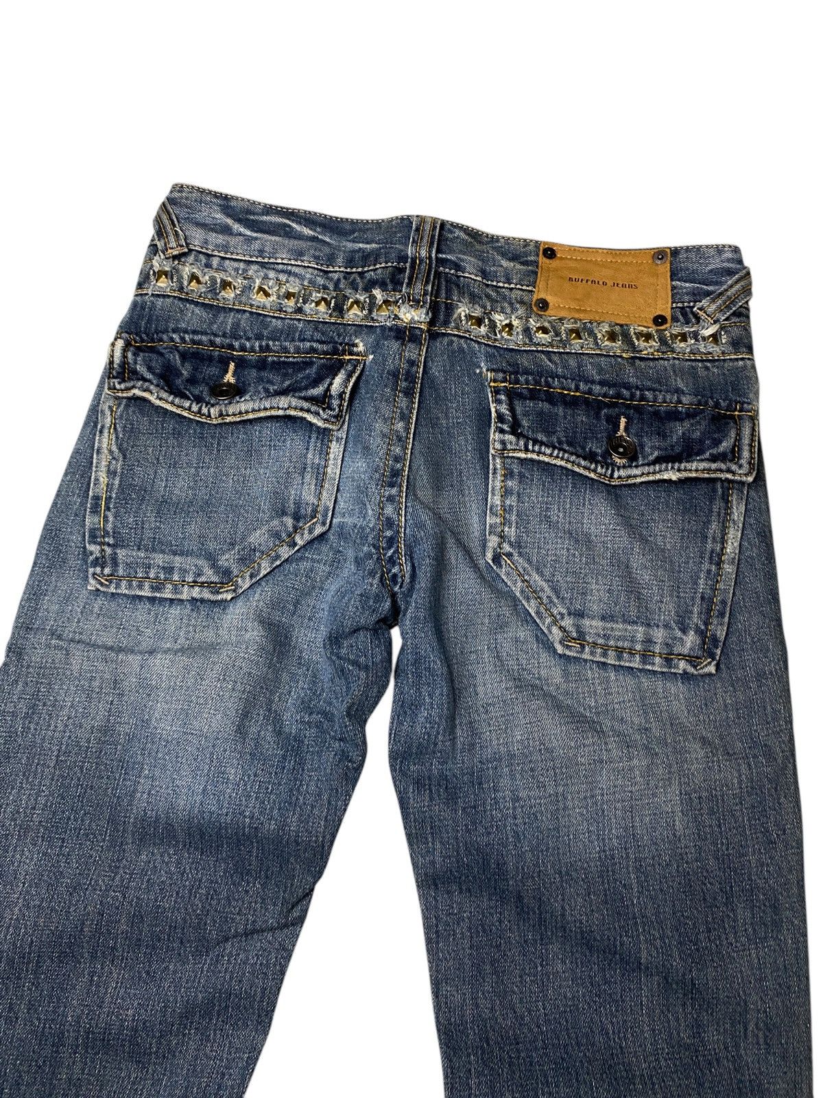 Tornado Mart 2000's Buffalo Studded Seawash Unfisinished Flared Jeans Size US 29 - 7 Thumbnail