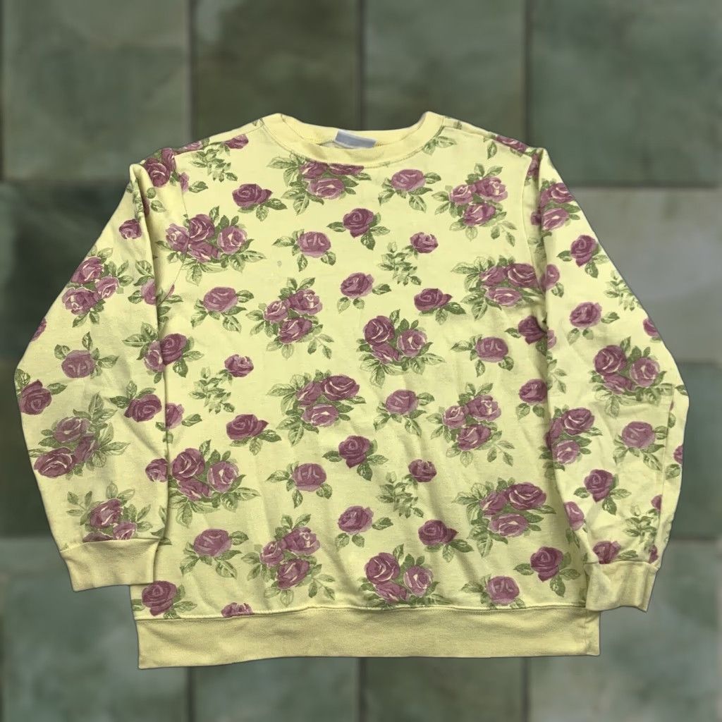 Blair VINTAGE Blair Sweatshirt Womens M Yellow Floral 90s Nature Outdoor Cartoon Flowers Crew Pullover Size M / US 6-8 / IT 42-44 - 1 Thumbnail