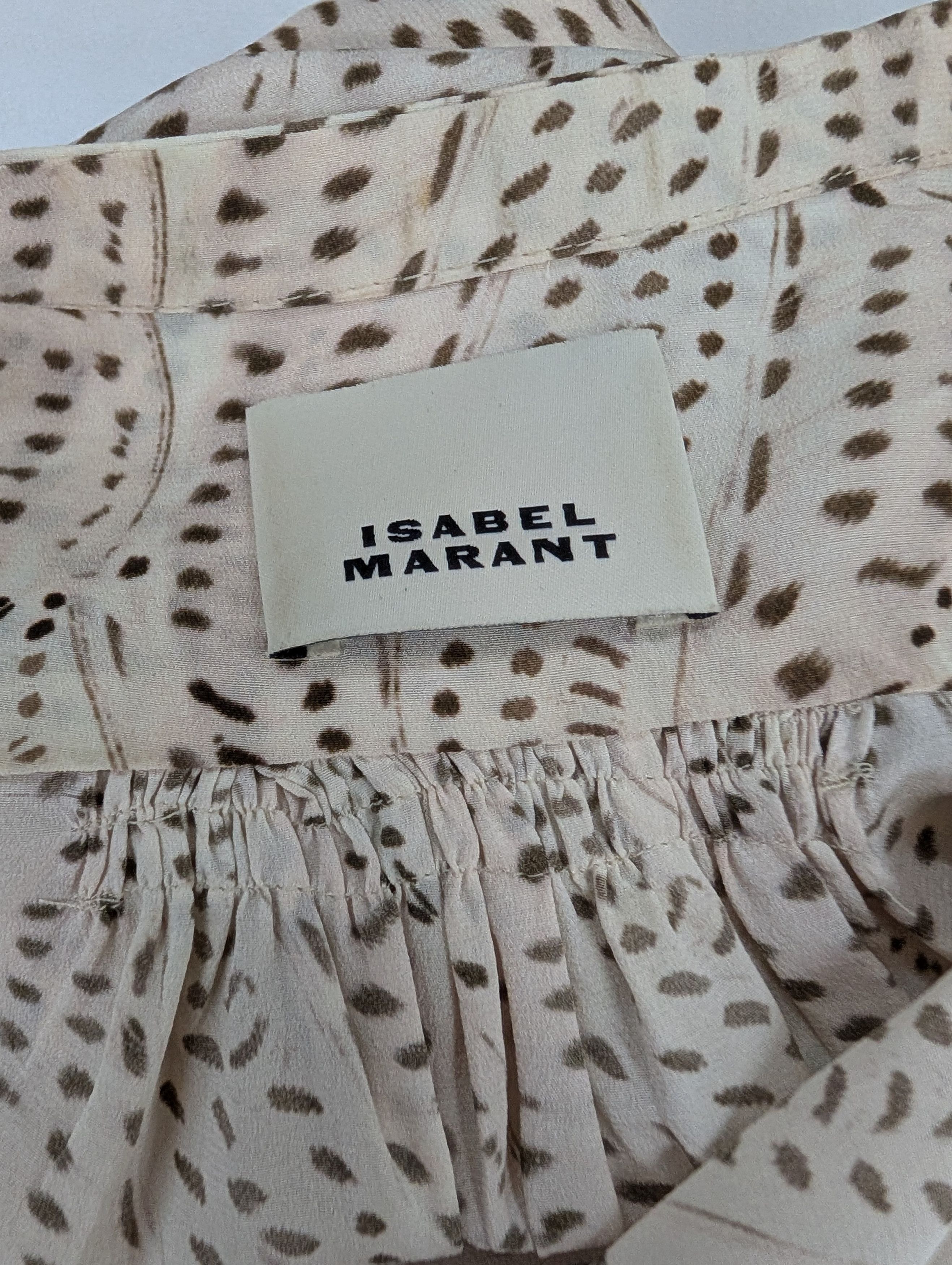 Isabel Marant Isabel Marant Beige Printed Long Sleeve Silk Top Size XS / US 0-2 / IT 36-38 - 3 Thumbnail