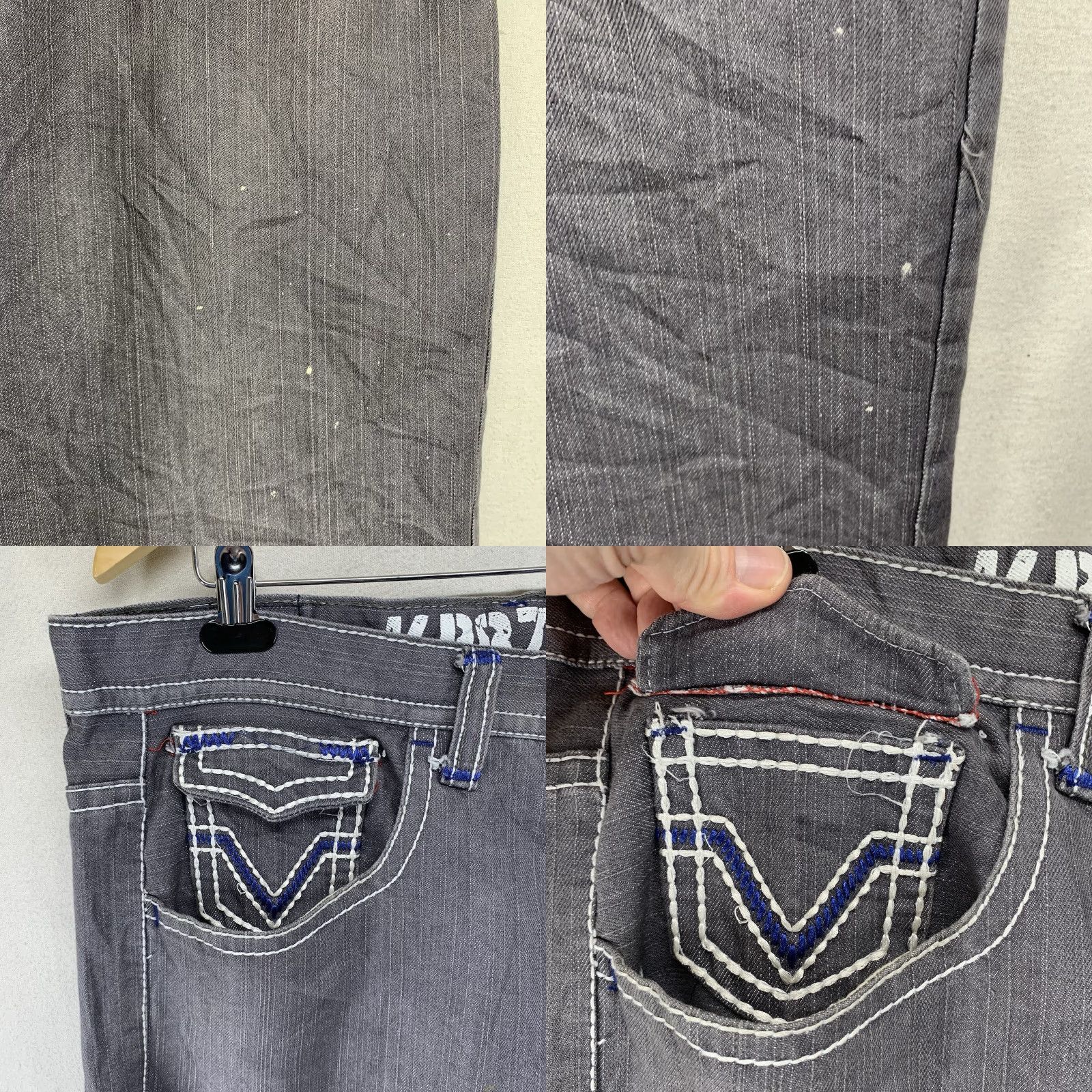Vintage VINTAGE KB8782 Baggy Jeans Mens 40x29 Gray Y2K Embroidered Wide-Leg Grunge 90s Size US 42 / EU 58 - 8 Thumbnail