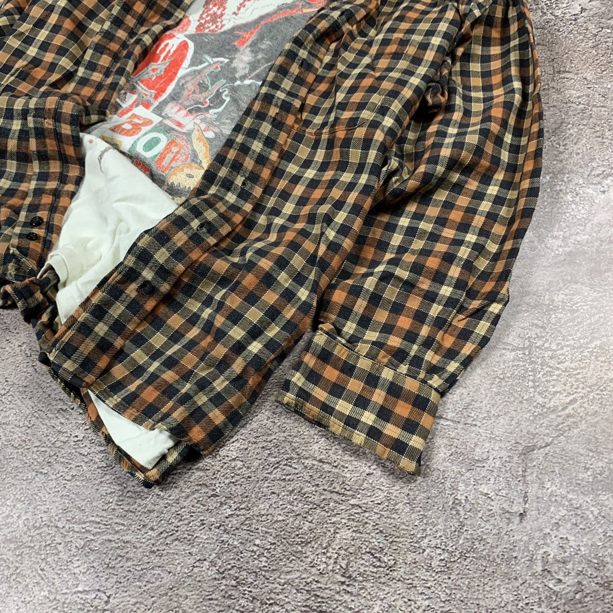 Vintage Vintage 90s Checkered Chore Coat Grunge Workwear Tan Faded L Size US L / EU 52-54 / 3 - 3 Thumbnail