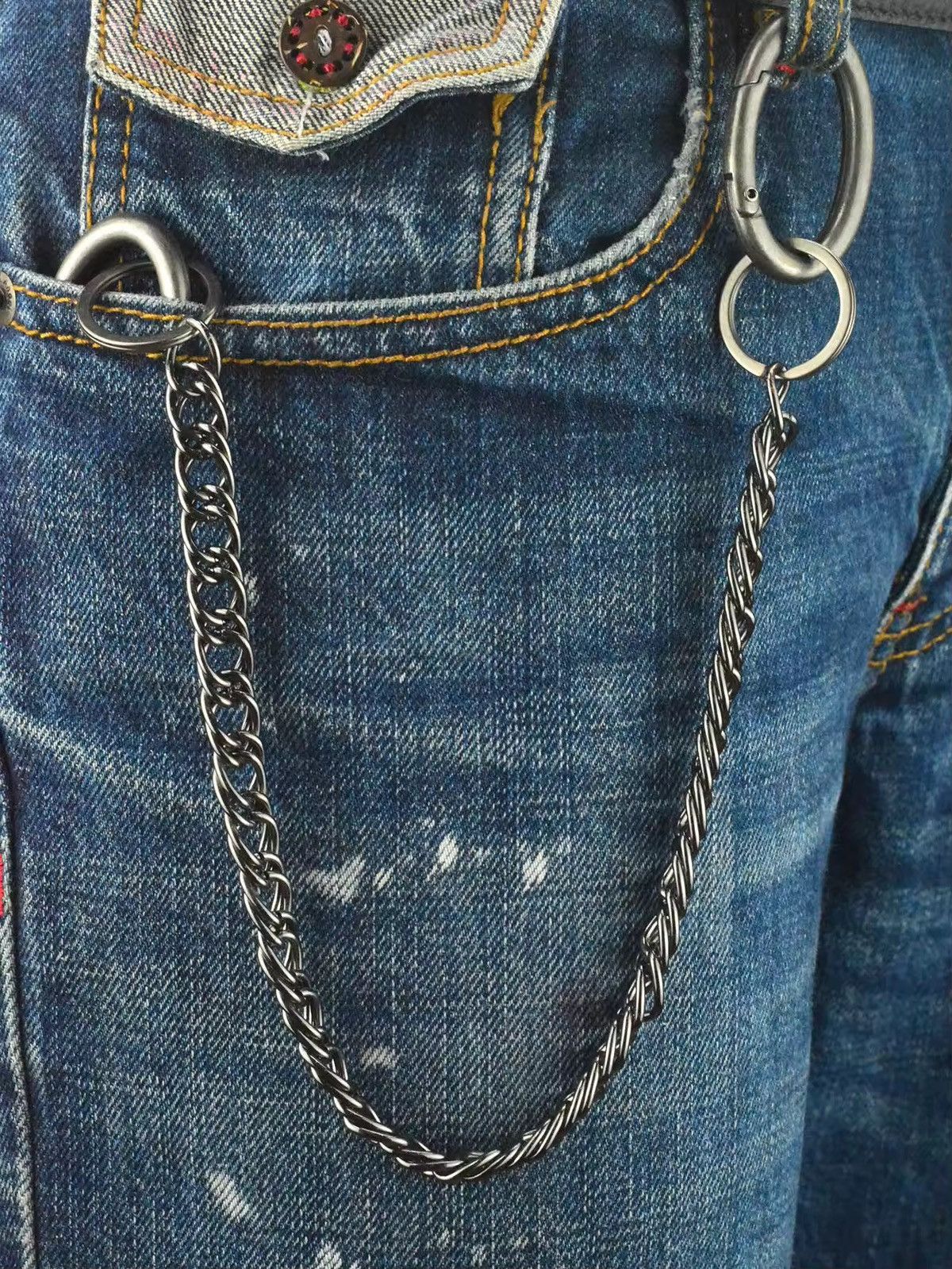 Jewelry Double Oval Carabiner Pant Chain in Silver, Men's