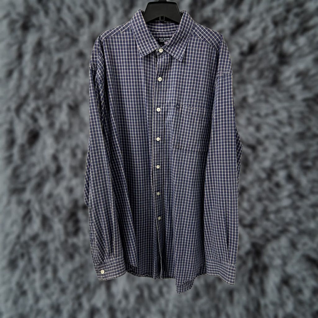 Polo Ralph Lauren Ralph Lauren Polo Jeans Co Shirt Mens XL Blue White USA Plaid Button Down L/S Size US XL / EU 56 / 4 - 1 Thumbnail