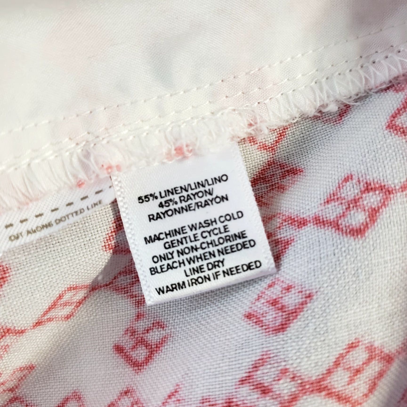 Loft Ann Taylor LOFT Womens Printed Skirt Sz 2 Pink White Pockets Linen Blend Zips Size 26" / US 2 / IT 38 - 3 Thumbnail