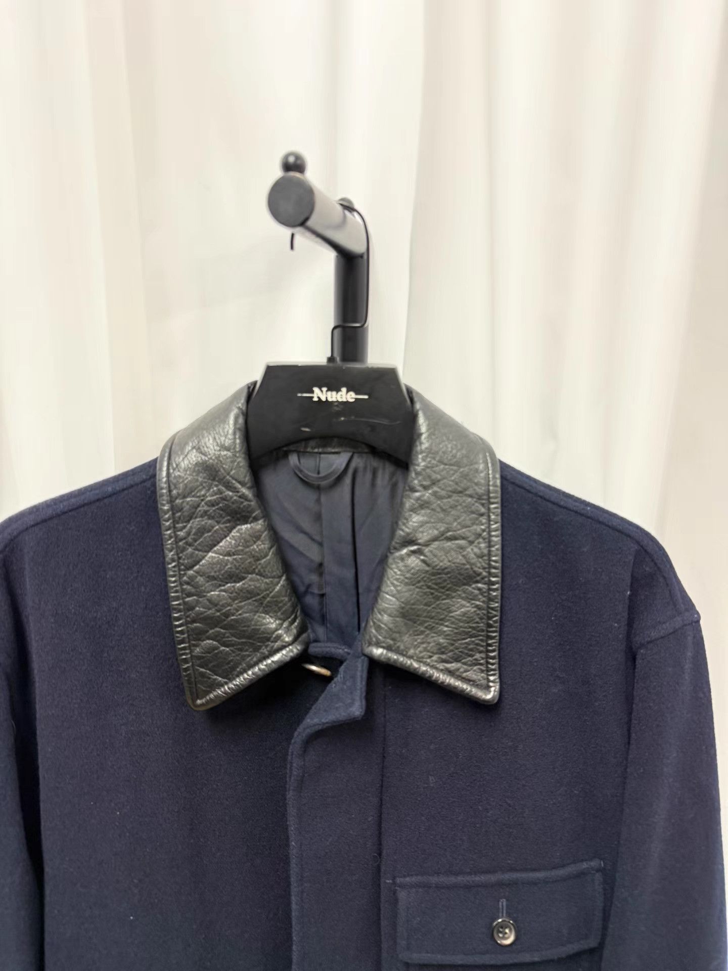 Comme des Garcons Homme CDG Homme 1991AW Leather Collar Wool Coat K20 Size US M / EU 48-50 / 2 - 3 Thumbnail