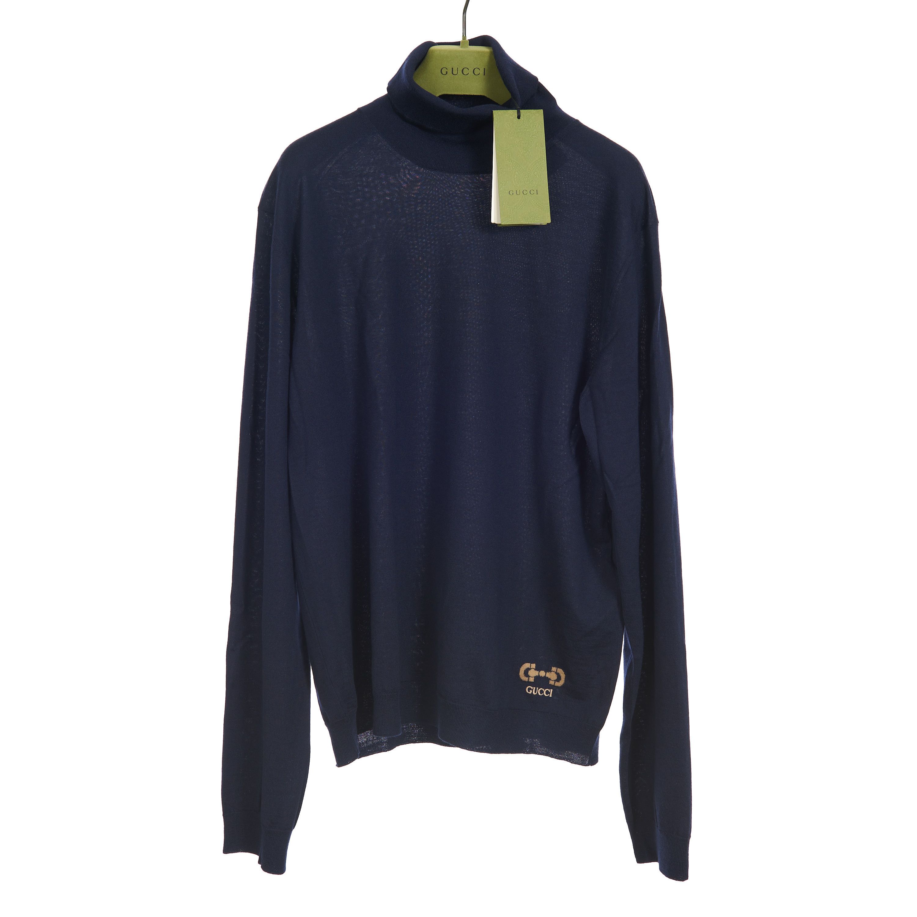 Gucci Turtleneck Sweater In Cashmere With Horsebit Logo Embroidery Size US XL / EU 56 / 4 - 1 Thumbnail