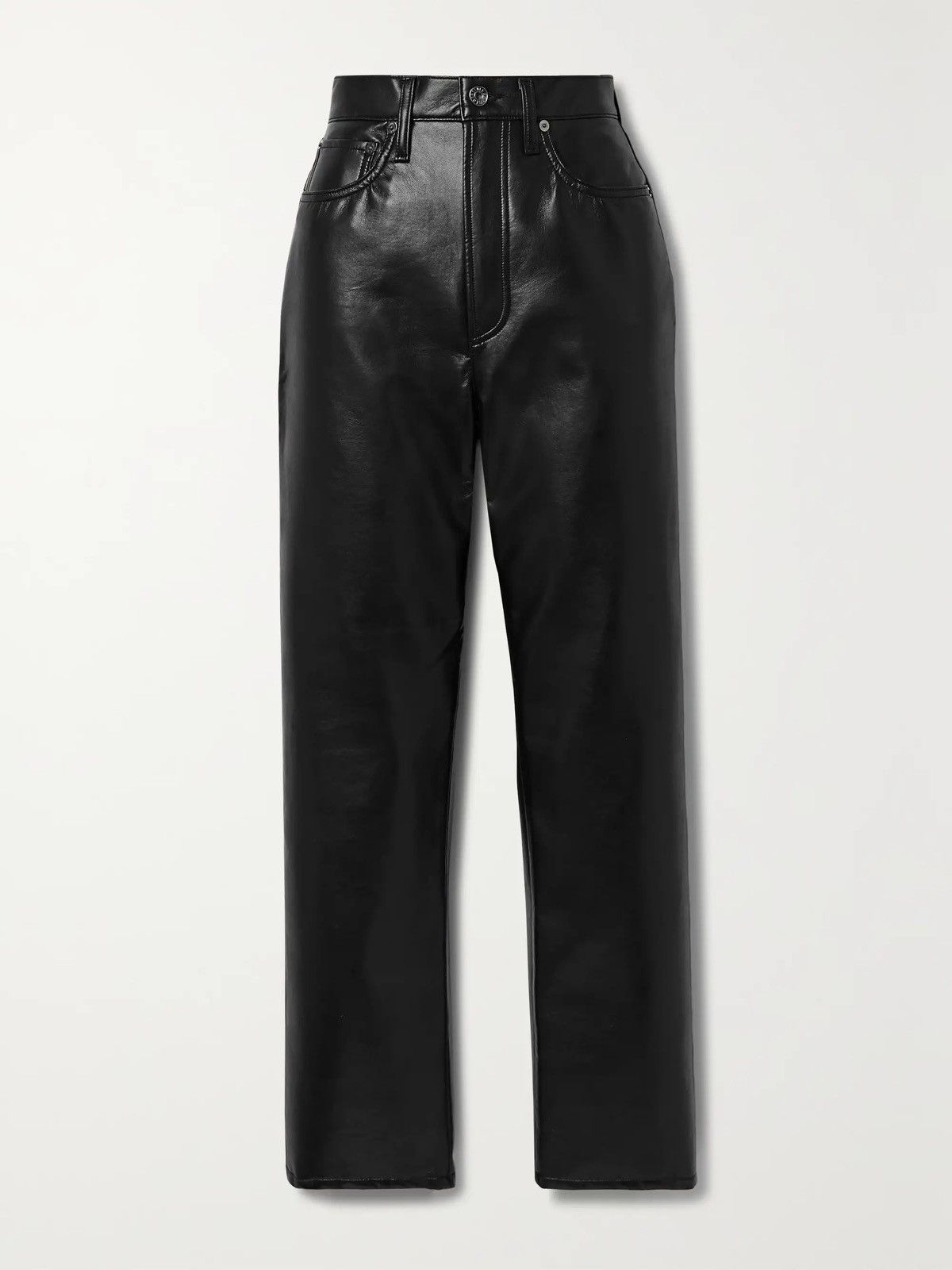 Agolde 90's Pinch Waist Leather Jeans Size 27" / US 4 / IT 40 - 1 Thumbnail
