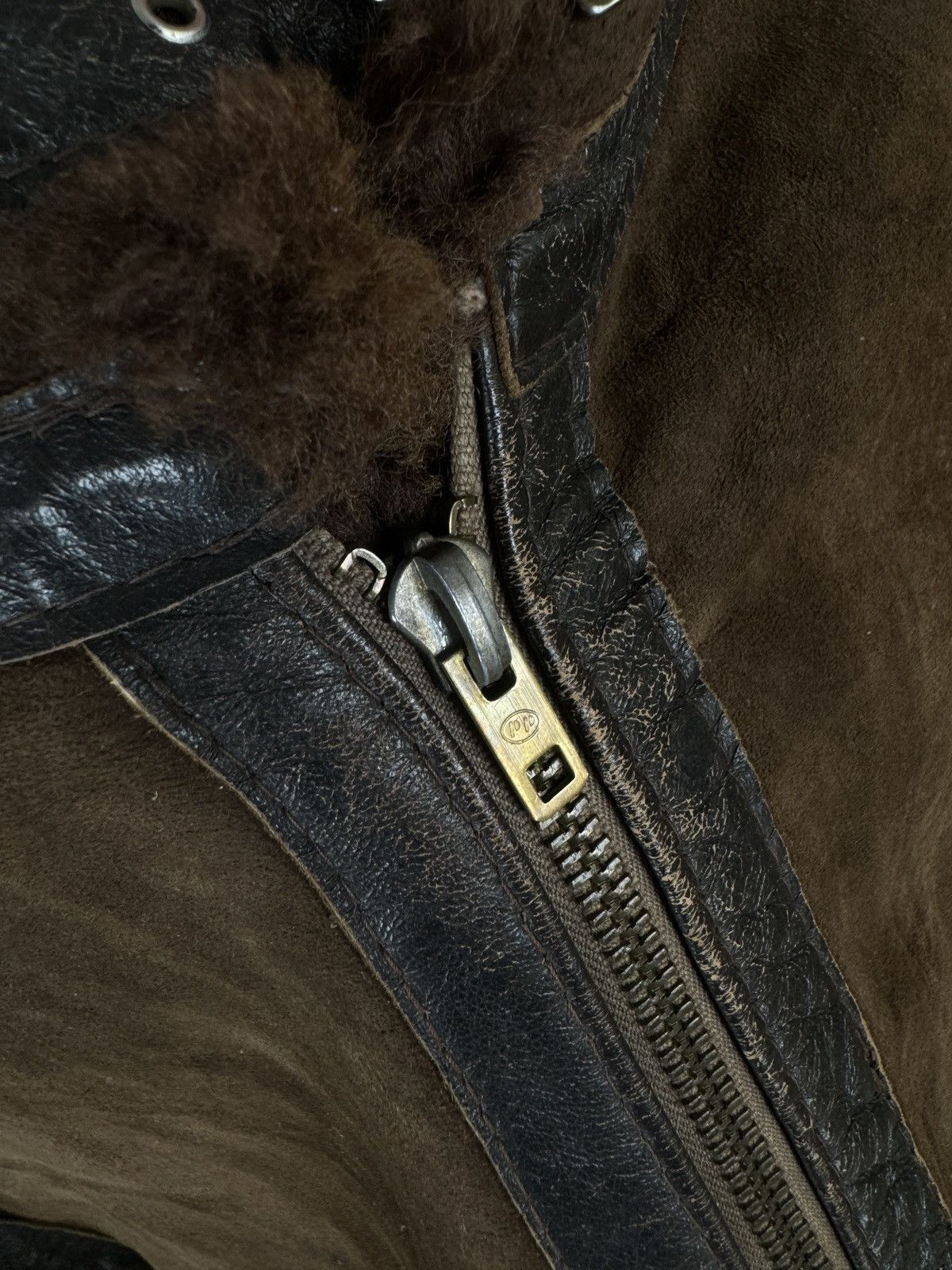 Vintage 90s y2k type b-3 leather shearling brown jacket