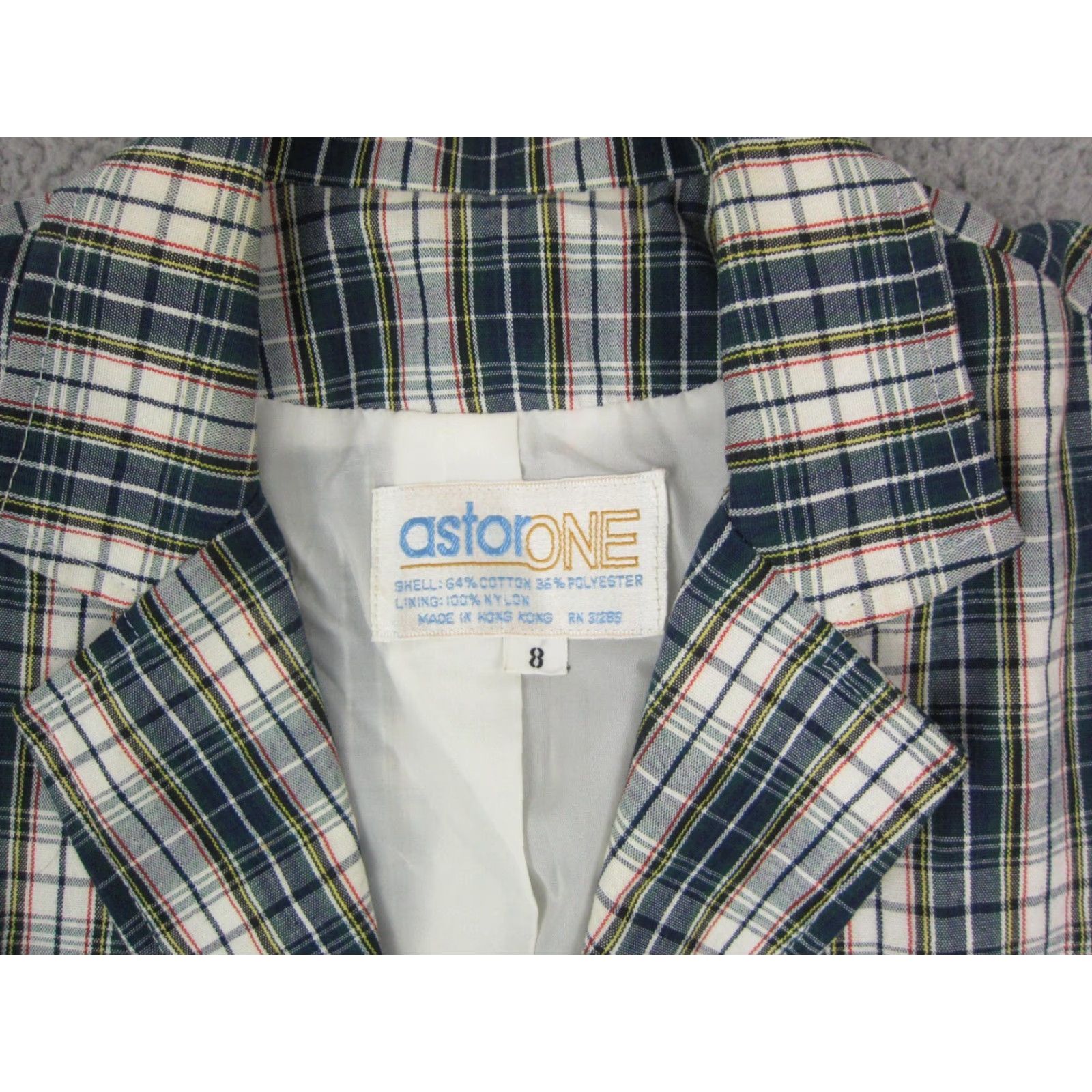 Vintage VINTAGE Astor One Jacket Womens 8 Medium Blue Checkered Blazer Coat 70s Womens Blazer Mens? Size M / US 6-8 / IT 42-44 - 5 Thumbnail
