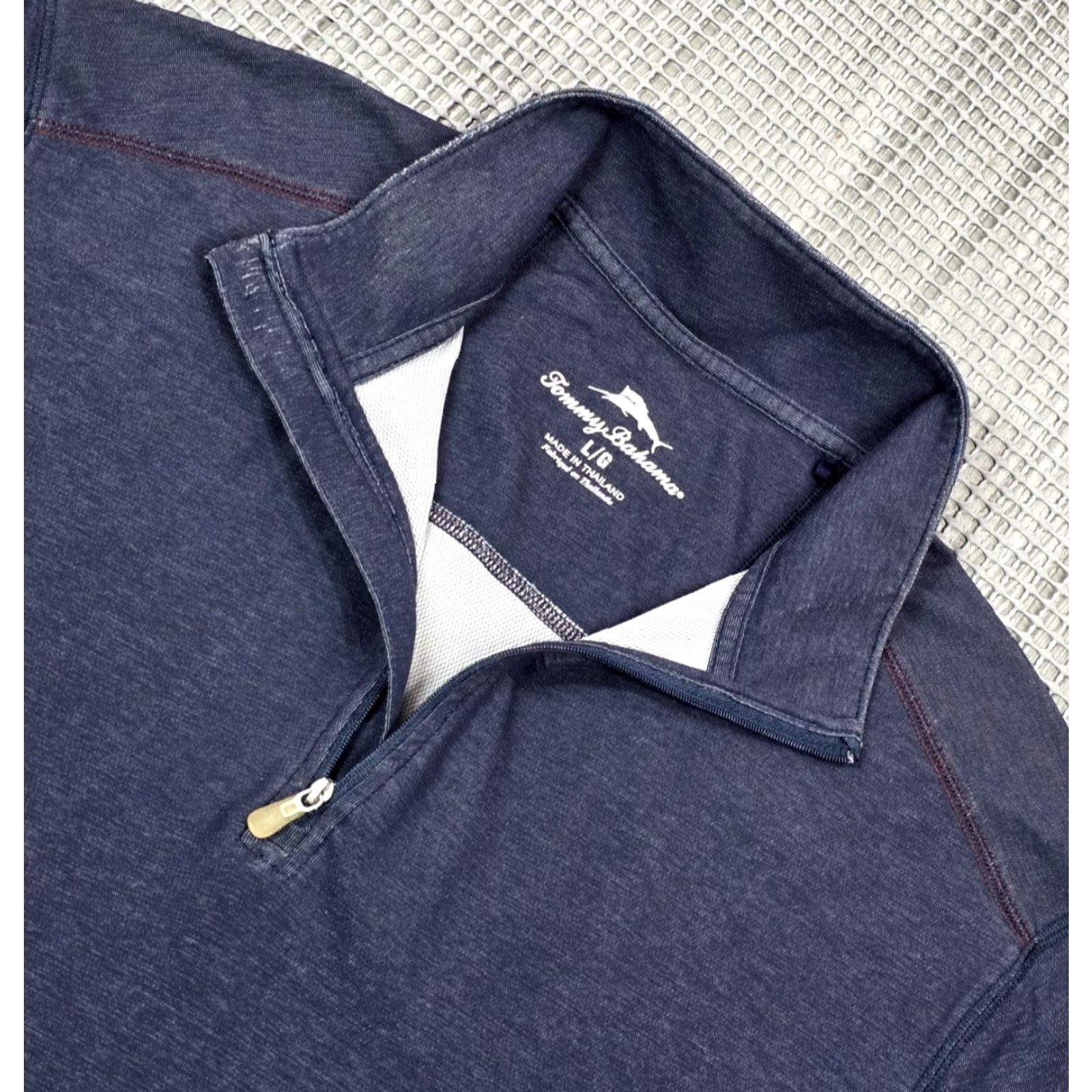 Tommy Bahama Tommy Bahama Polo Shirt L Blue 1/4 Zip Long-Sleeve Knit Stretch Regular Mens Size US L / EU 52-54 / 3 - 5 Thumbnail