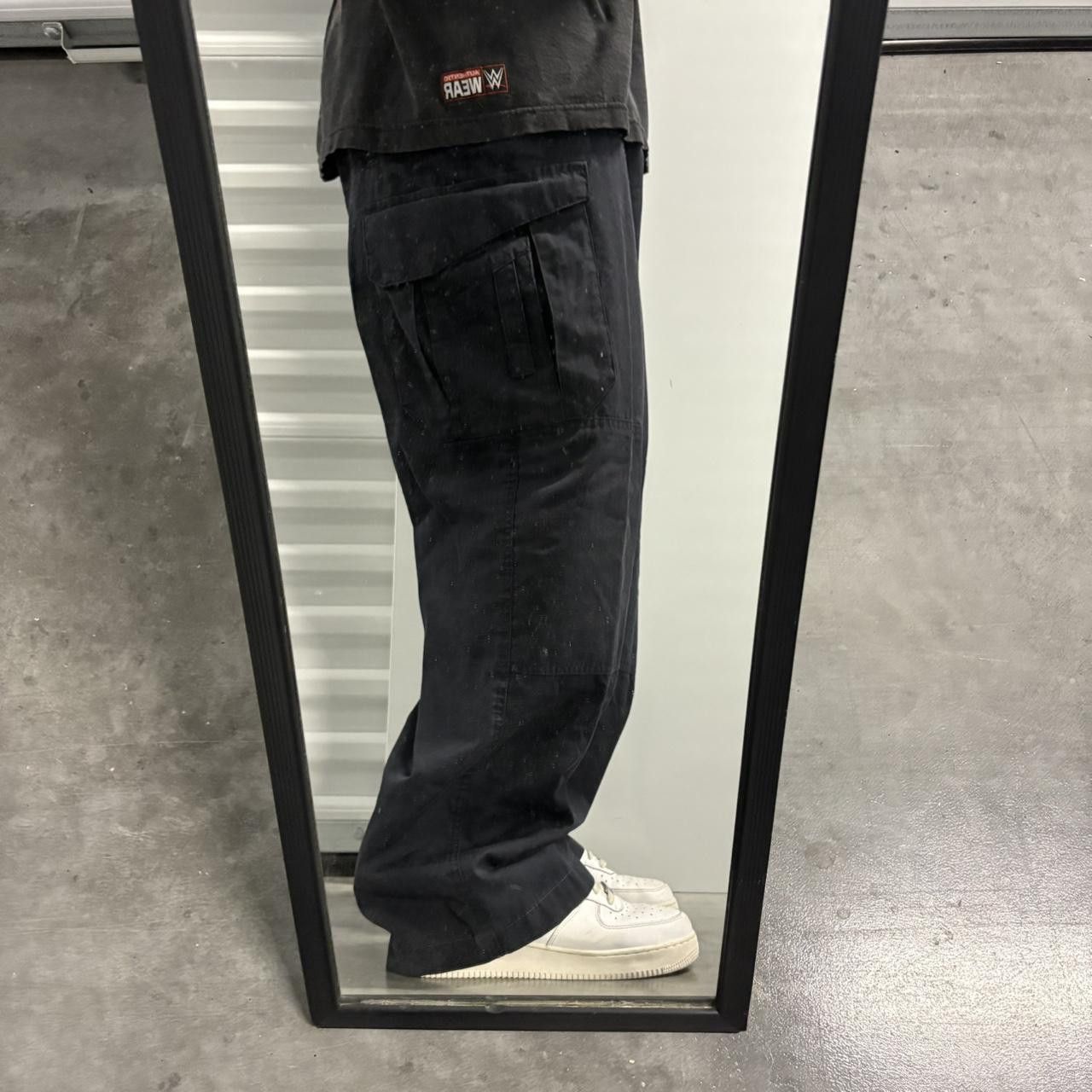 Japanese Brand × Vintage Crazy Vintage Y2K/2000s Baggy Black WorkWear Style Cargo Pants! Size US 38 / EU 54 - 2 Thumbnail