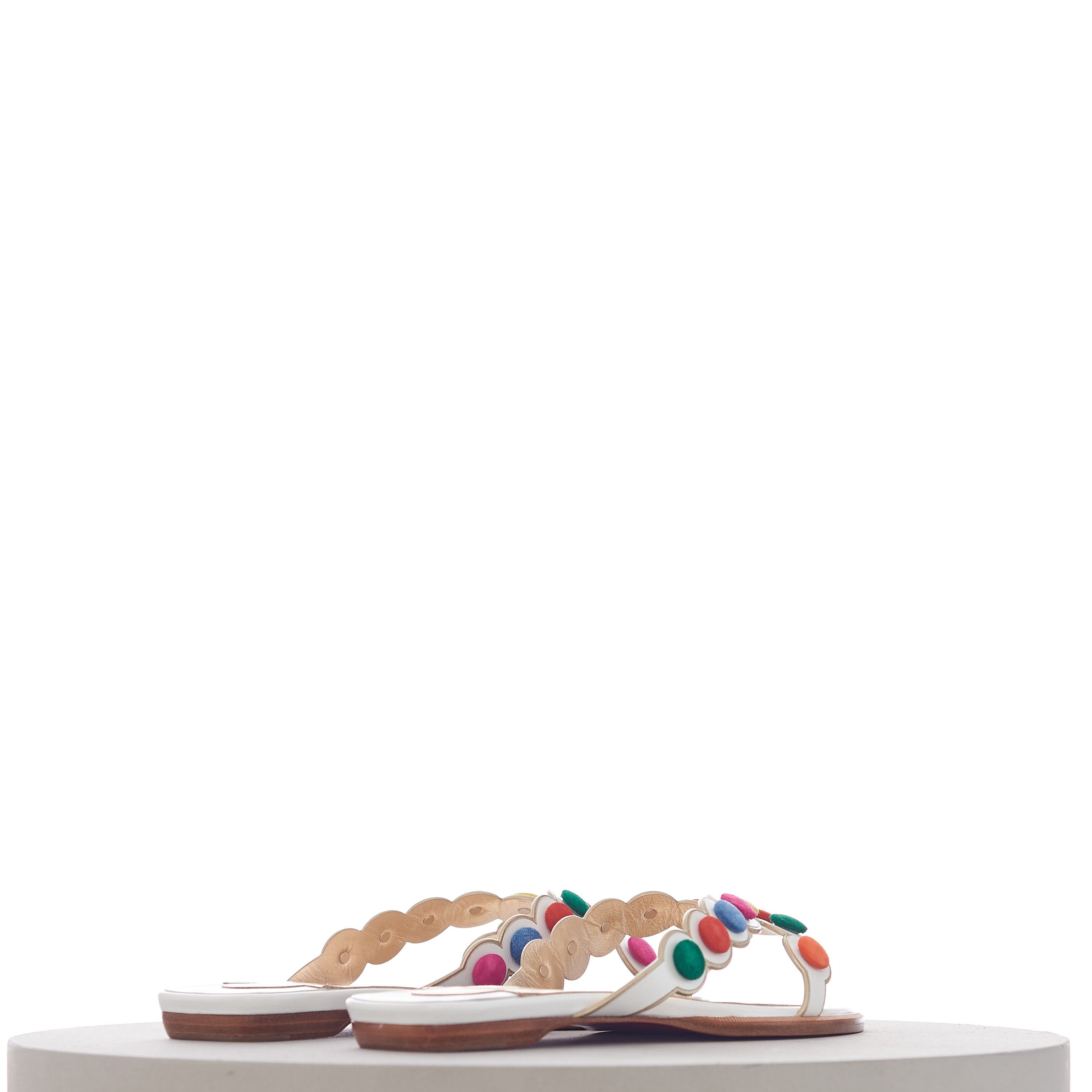 Christian Louboutin Smarta Flat Sandals In White Kid Leather Size US 7.5 / IT 37.5 - 8 Thumbnail