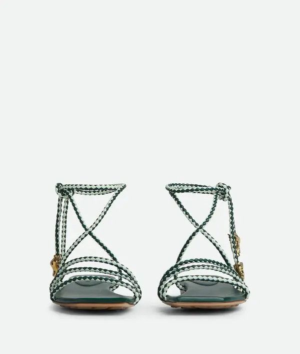Bottega Veneta o1s1rm0925 Adam Flat Sandals in Emerald Green/Glacier Size US 7 / IT 37 - 2 Thumbnail
