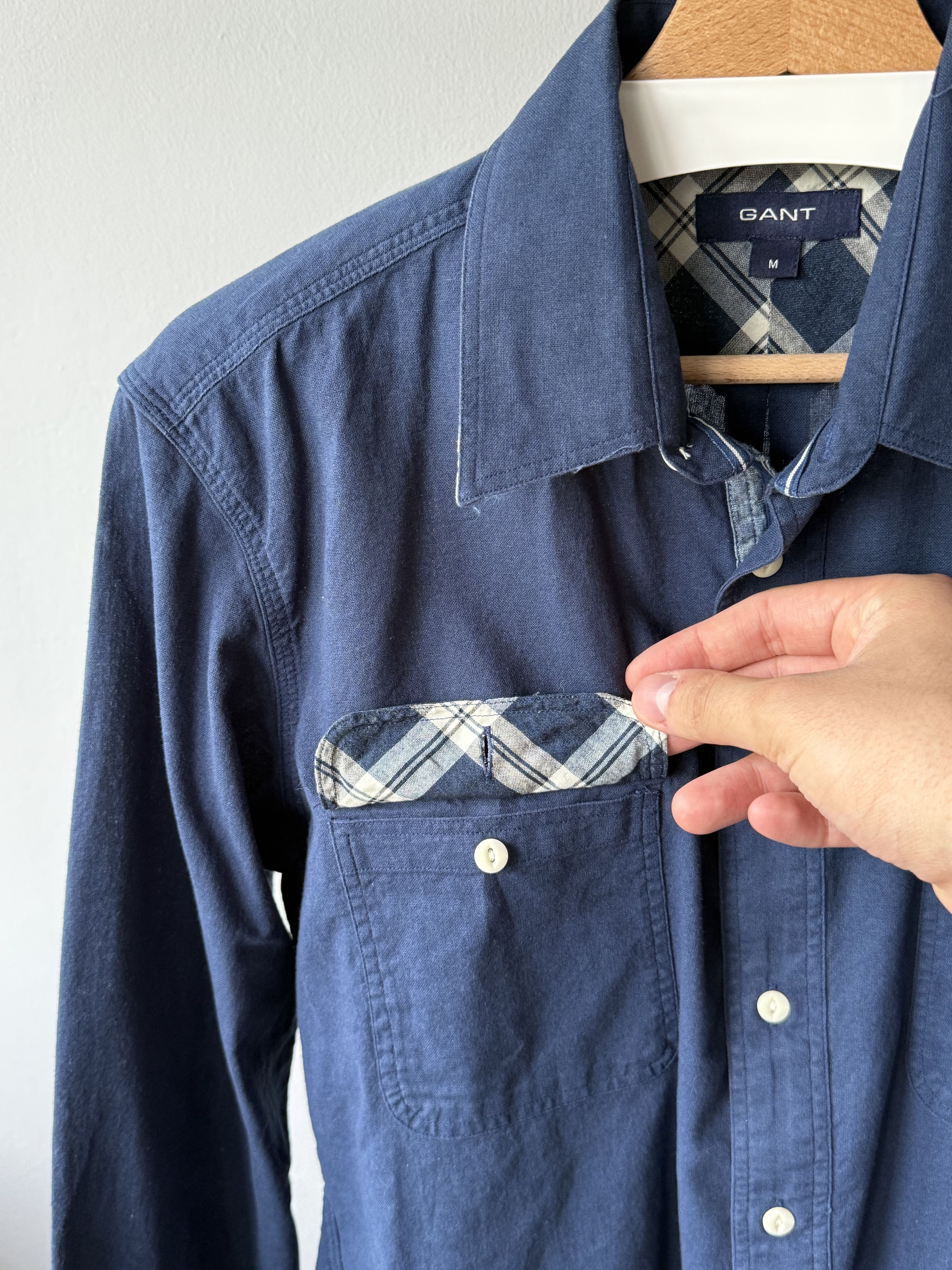 Gant Gant Patchwork Casual Fit Navy Blue Twill Long Sleeve Shirt Size US M / EU 48-50 / 2 - 14 Thumbnail