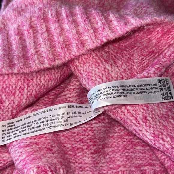 Zara NWT ZARA V NECK BUBBLE GUM PINK CHUNKY SWEATER MEDIUM WOOL Size M / US 6-8 / IT 42-44 - 7 Thumbnail