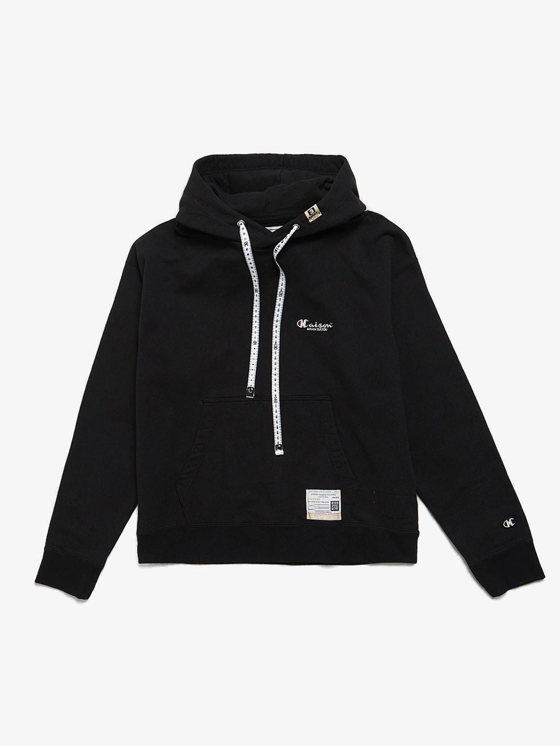 image of Miharayasuhiro Black Logo Embossed Oversized Cotton Hoodie, Men's (Size Small)