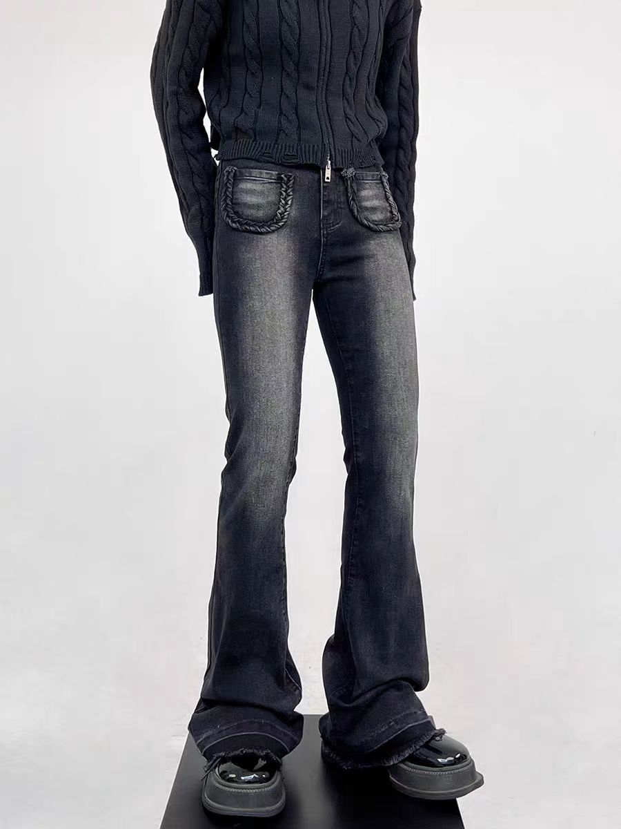 Japanese Brand × Jean Street wash skinny stretch micro-flared versatile jeans Size US 30 / EU 46 - 1 Thumbnail