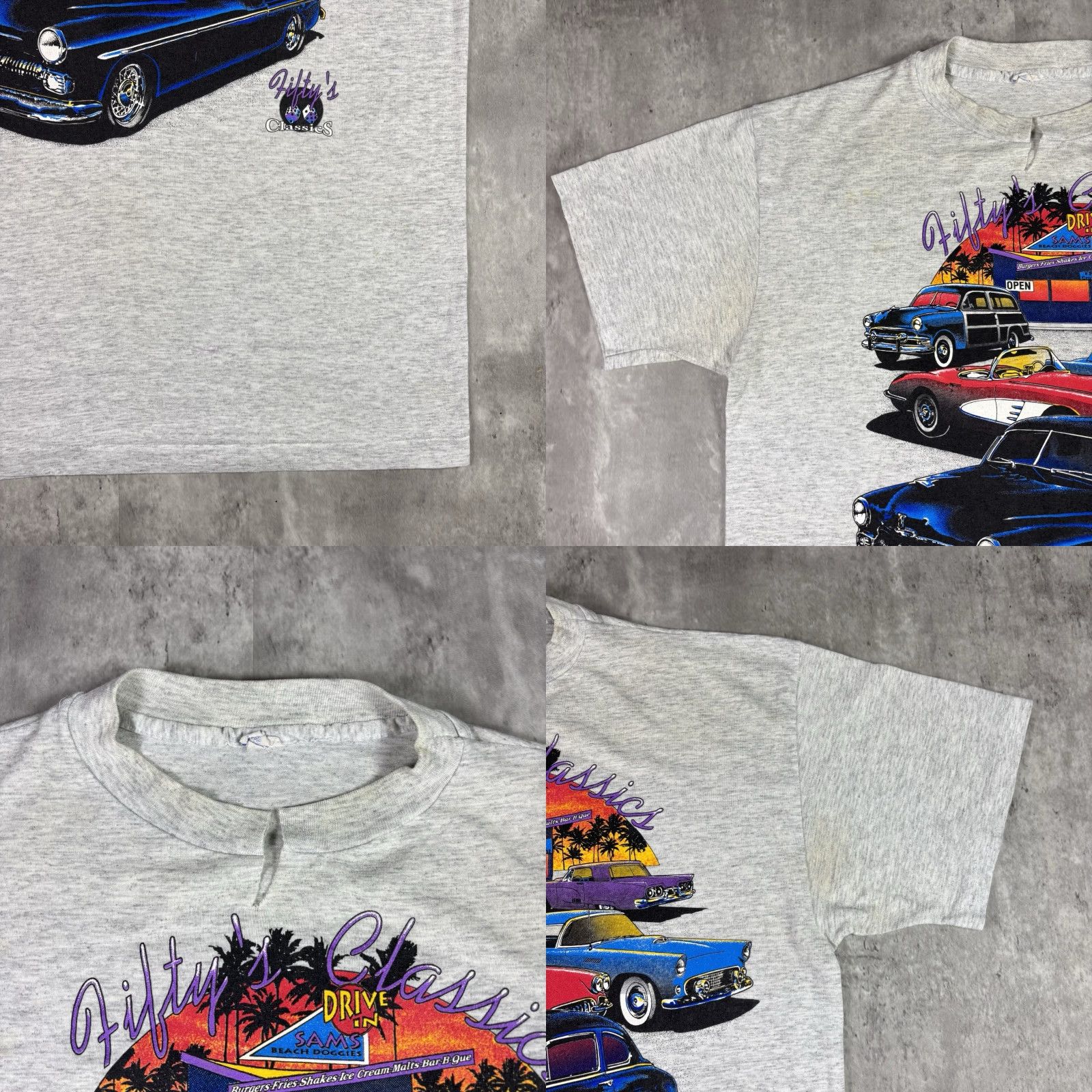 Vintage VINTAGE Classic Cars Art T Shirt XL Gray Short Sleeve Mens 60s 90s Lightning McQueen Crew Neck Cotton Size US XL / EU 56 / 4 - 8 Thumbnail