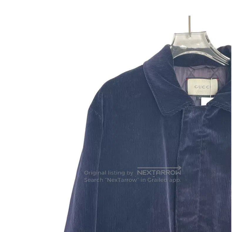 Gucci Gucci Dark blue corduroy bee shield embroidery lapel long- Size US L / EU 52-54 / 3 - 3 Thumbnail