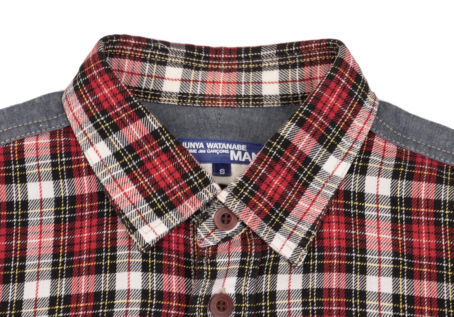 Junya Watanabe Elbow Patch Check Shirt in Red, White, and Khaki Size US S / EU 44-46 / 1 - 3 Thumbnail