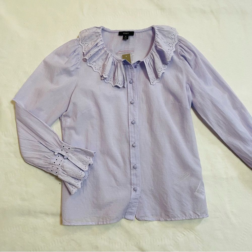 J.Crew NWT New $110 J.Crew Embroidered Ruffle-collar with Eyelet L Size XS / US 0-2 / IT 36-38 - 6 Thumbnail