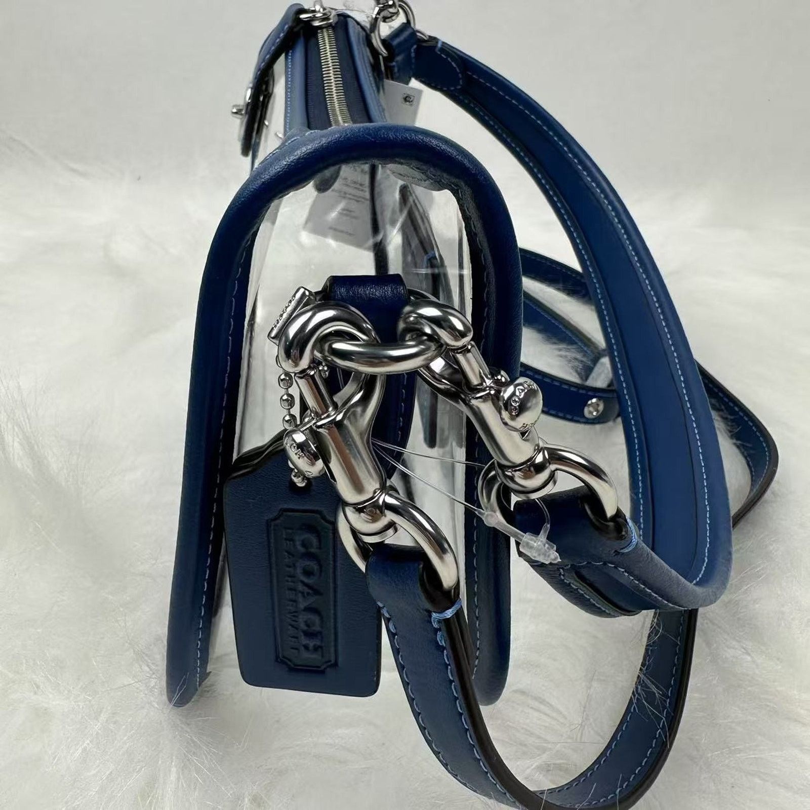 Coach Coach Stadium Swinger Clear PVC Dust CBH13 Silver/True Blue Size ONE SIZE - 9 Thumbnail