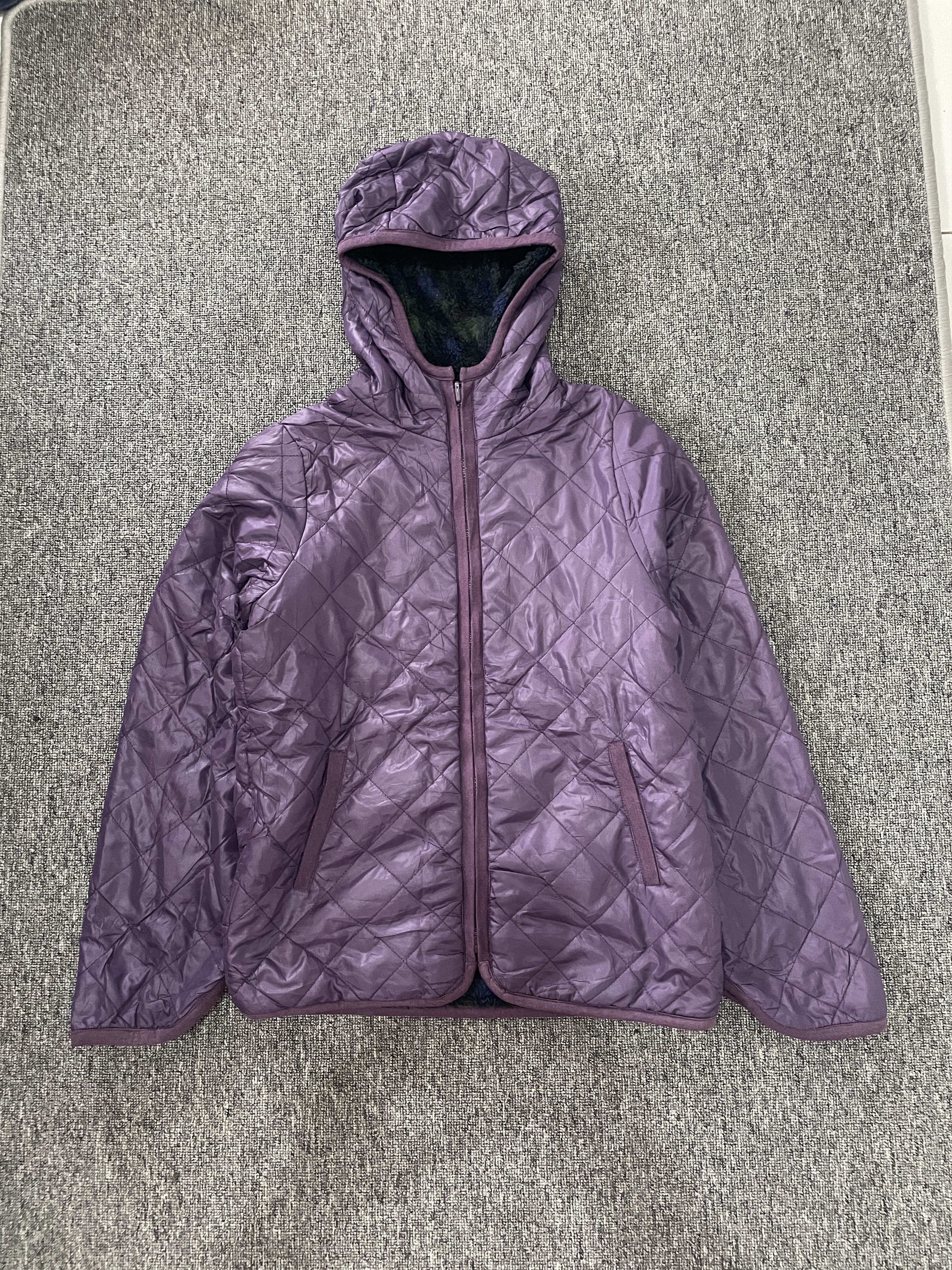 Japanese Brand Purple Diamond Quilted Reversible Hooded Puffy Jacket Size M / US 6-8 / IT 42-44 - 1 Thumbnail