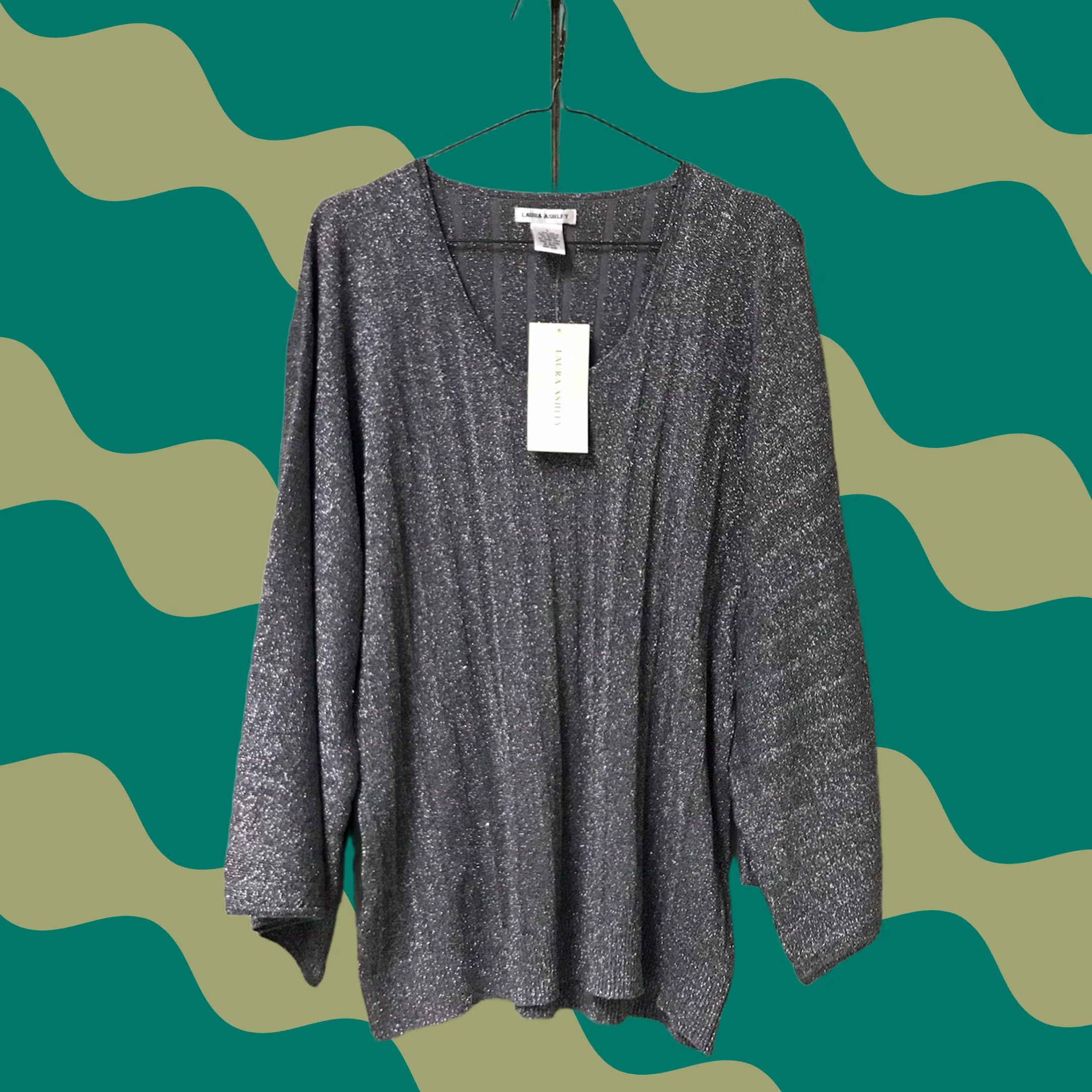 Laura Ashley VINTAGE Laura Ashley Women Gunmetal Silver Silk Blend Vertical Striped Long Sleeve Kimono Top Blouse L Size L / US 10 / IT 46 - 1 Thumbnail