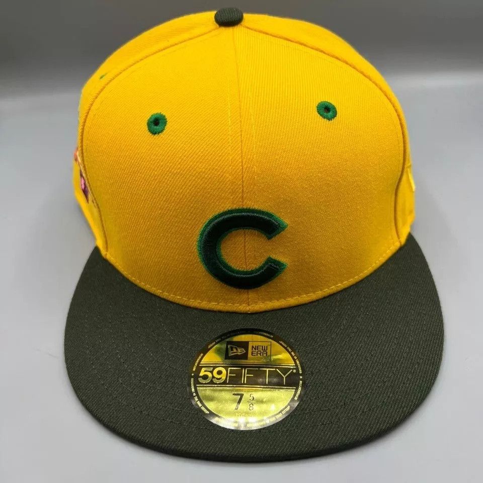 New Era Chicago Cubs Hat Men 7 5/8 Yellow 59Fifty New Era Fitted Cap Size ONE SIZE - 2 Thumbnail
