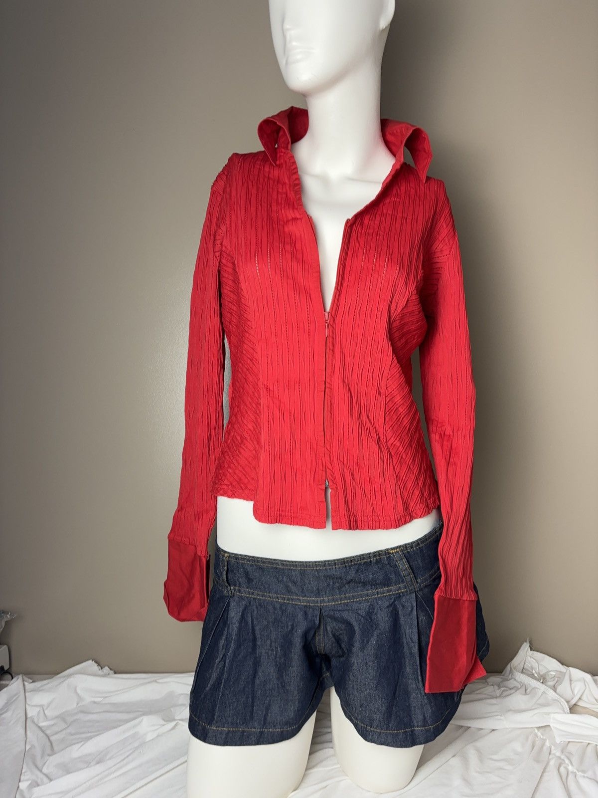 Japanese Brand × Vintage Sexy zip up vintage blouse coquette style Size M / US 6-8 / IT 42-44 - 8 Thumbnail