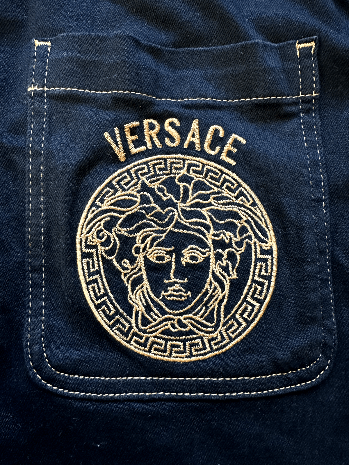 Versace Versace Black Embroidered Medusa Denim Jacket Size XL Retai Size US XL / EU 56 / 4 - 2 Thumbnail