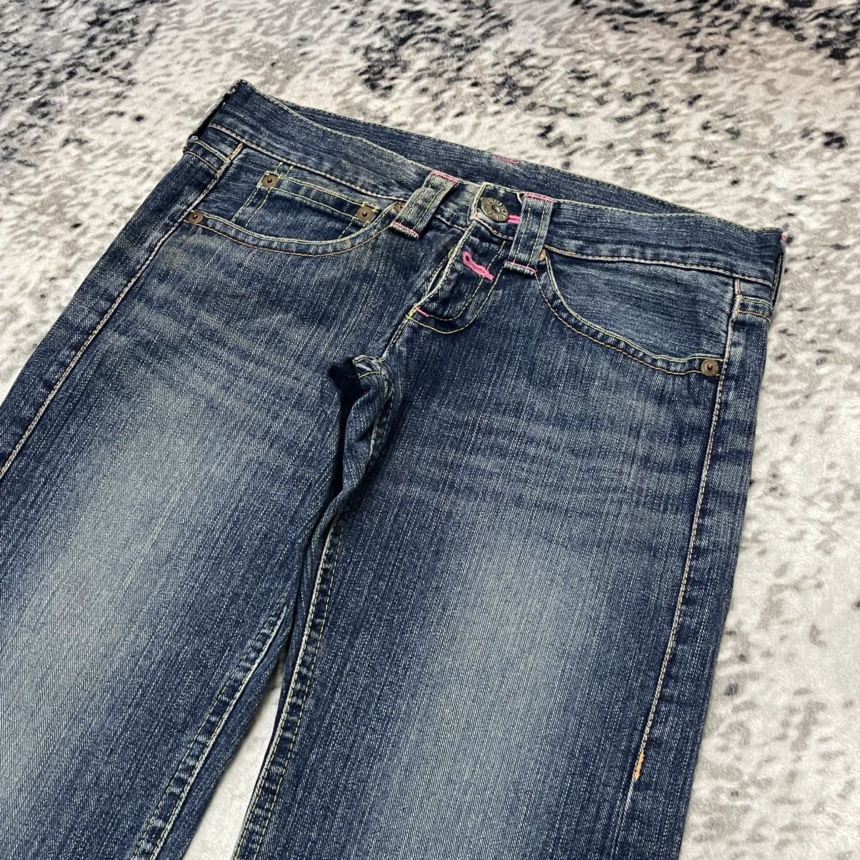 Japanese Brand Y2K Cocolulu Embroidery Wide Leg Flare Jeans Size 29" - 8 Thumbnail