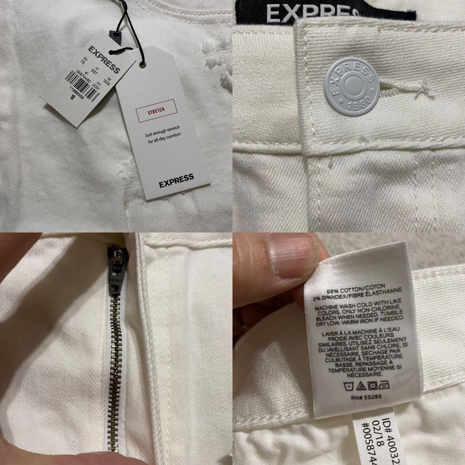 Express Express Womens 18 Plus Jean Shorts White Denim Light Wash Inseam 2" Cut Off NWT Express Size 40" / US 18 - 8 Thumbnail
