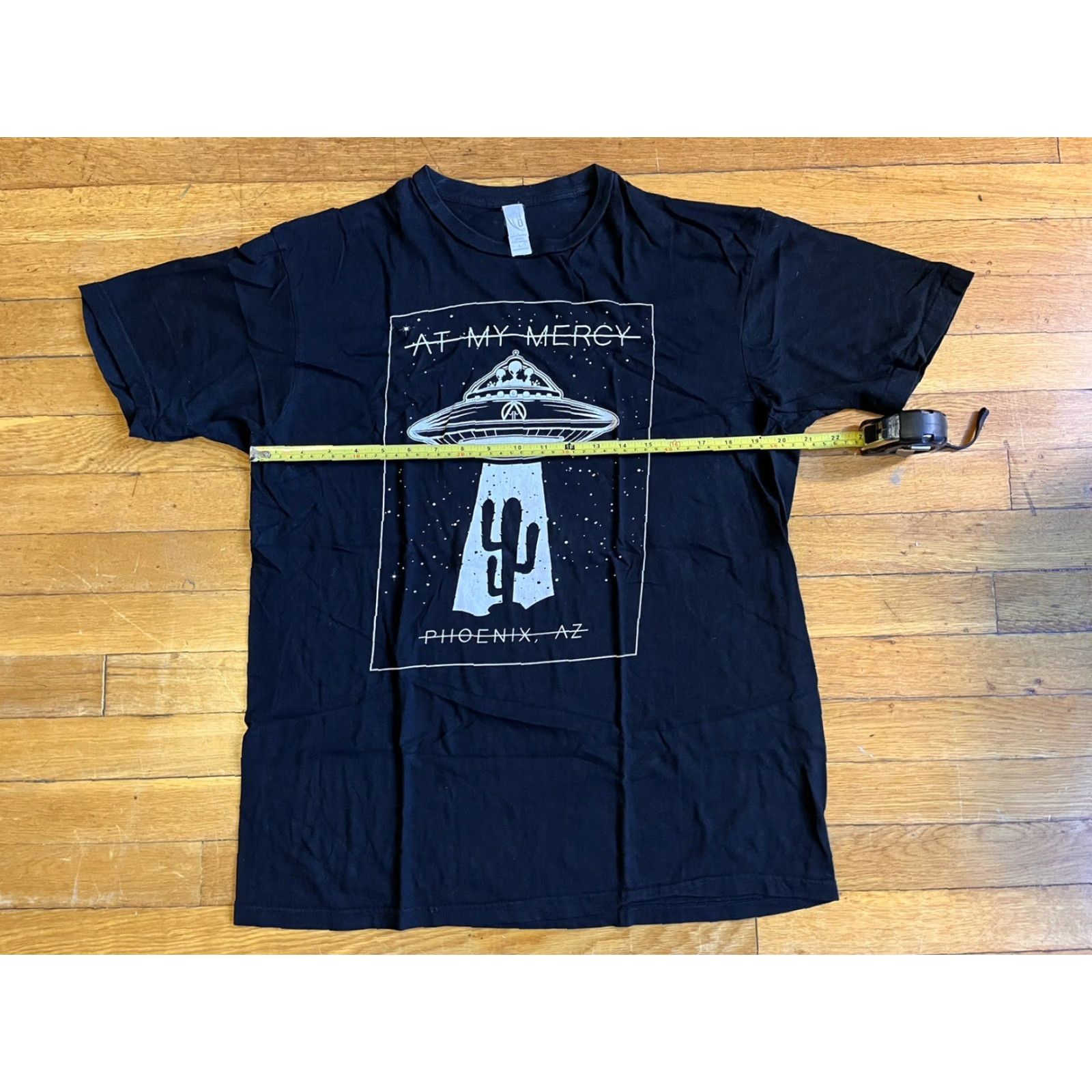 Vintage At My Mercy Phoenix AZ Shirt Men’s Large Black Cotton Heritage T-Shirt Graphic Print Band Music Outdoor Space Retro Shirt Mens L Black Size US L / EU 52-54 / 3 - 7 Thumbnail