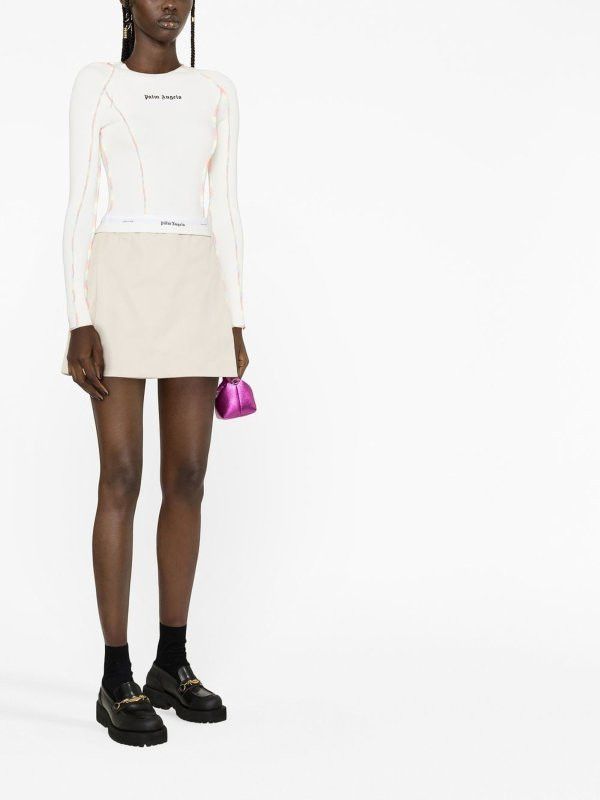 Palm Angels o1y1125 Mini Skirt in Beige Size 30" / US 8 / IT 44 - 4 Thumbnail